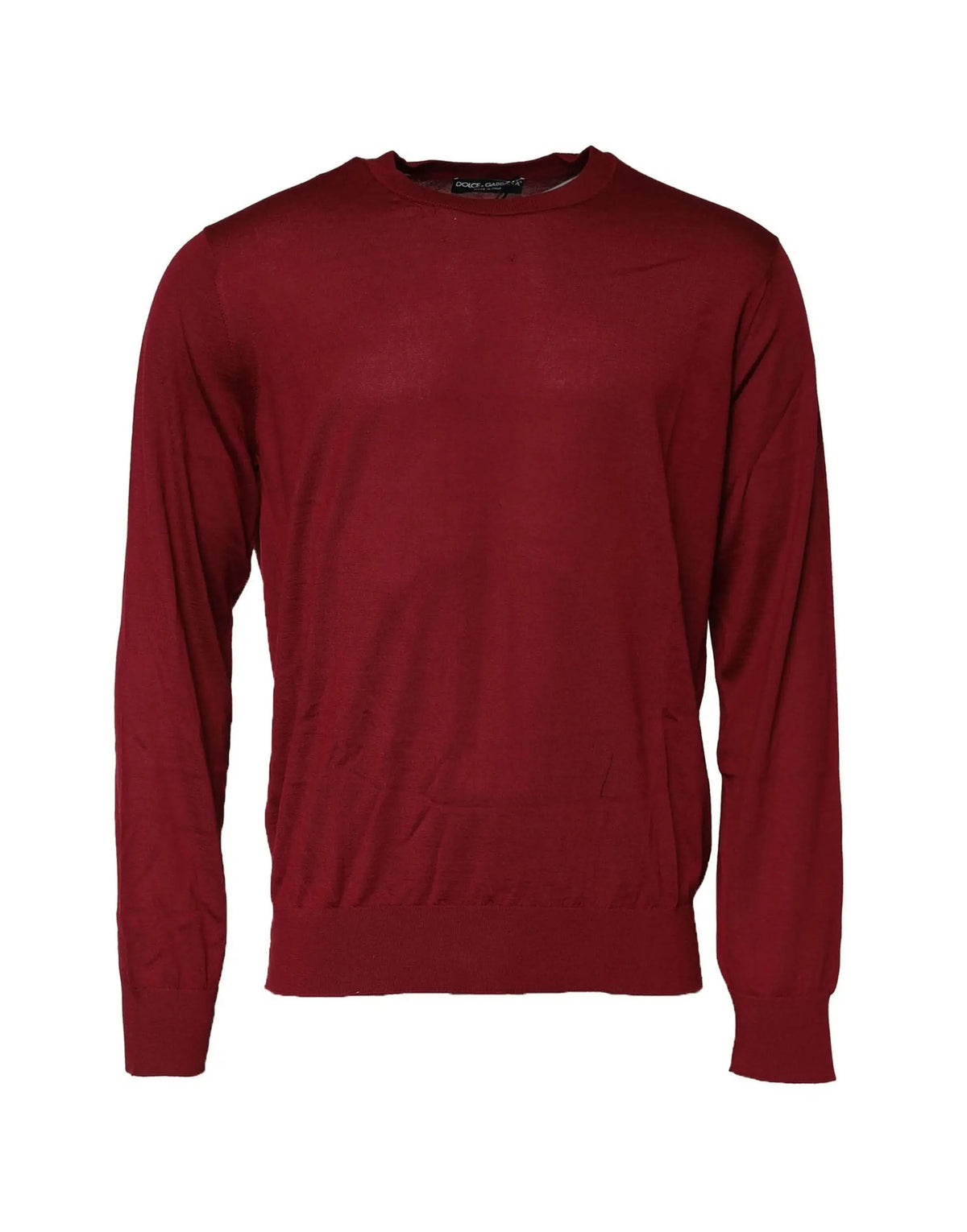 Dolce & gabbana sweat-shirt col rond en cachemire bordeaux avec tricot fin lisse et poignets et ourlet côtelés