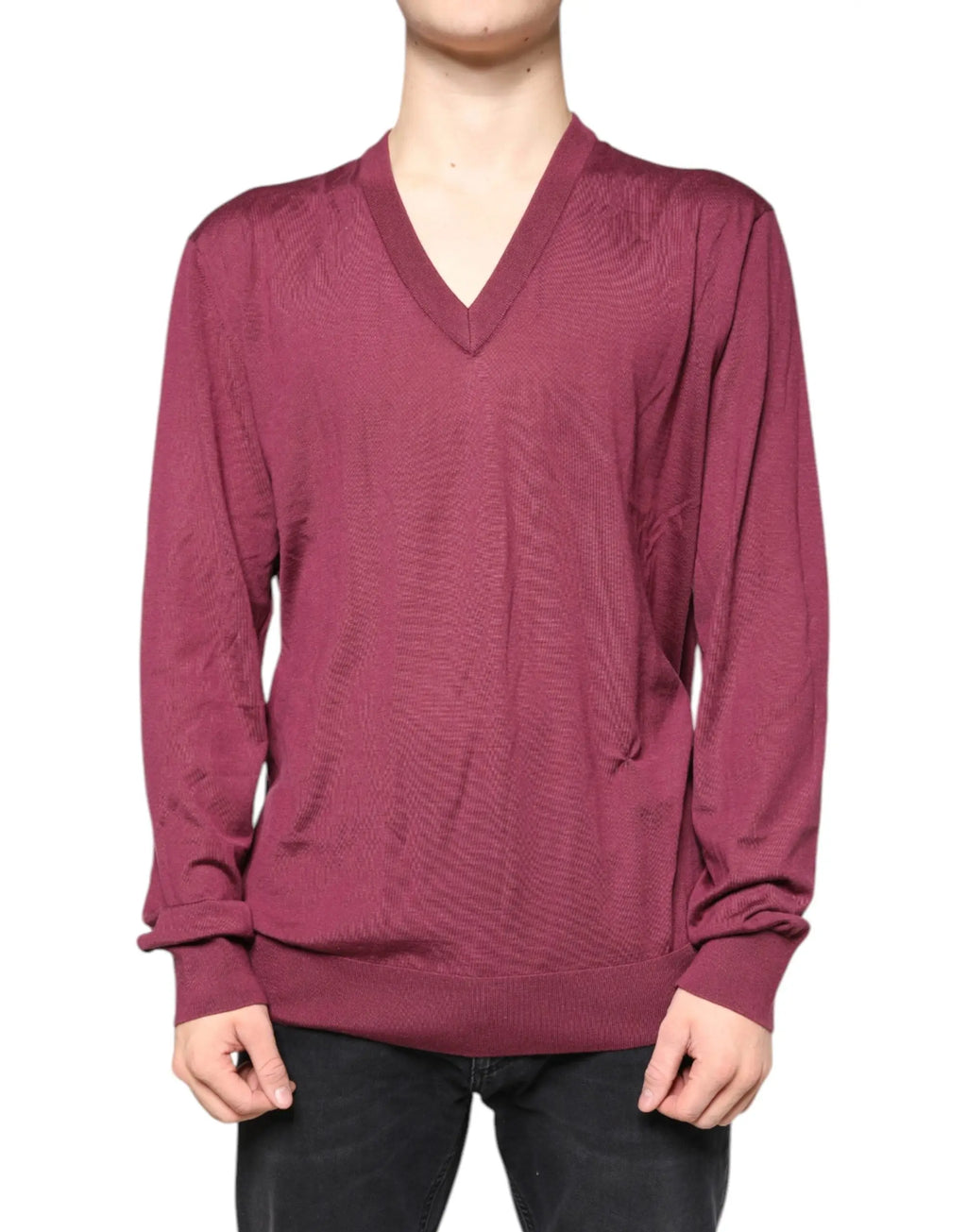 Pull homme dolce & gabbana en cachemire marron col v avec motif tricot subtil