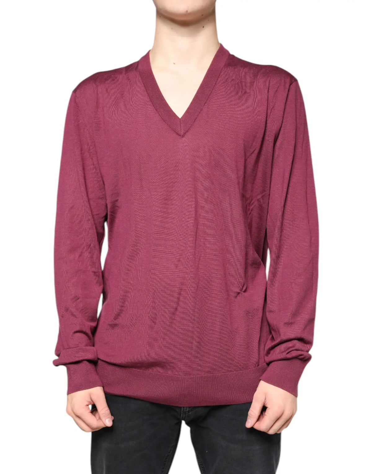 Pull homme dolce & gabbana en cachemire marron col v avec motif tricot subtil