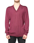 Dolce & gabbana pull en cachemire homme col v couleur marron bordeaux avec motif tricot texturé subtil