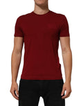 T-shirt slim fit coton rouge profond dolce & gabbana avec poche poitrine discrète col rond manches courtes