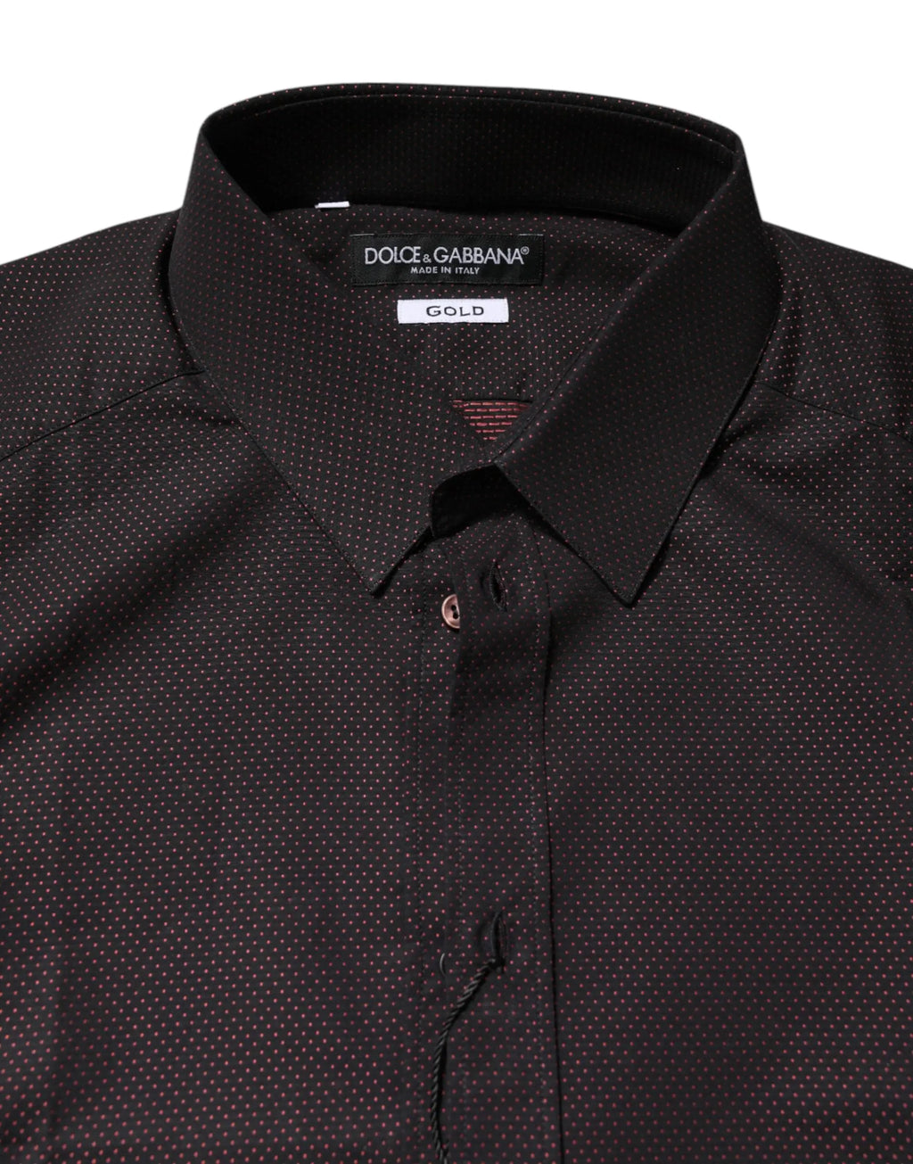 Chemise homme dolce & gabbana noire en coton jacquard avec motif discret doré et col classique