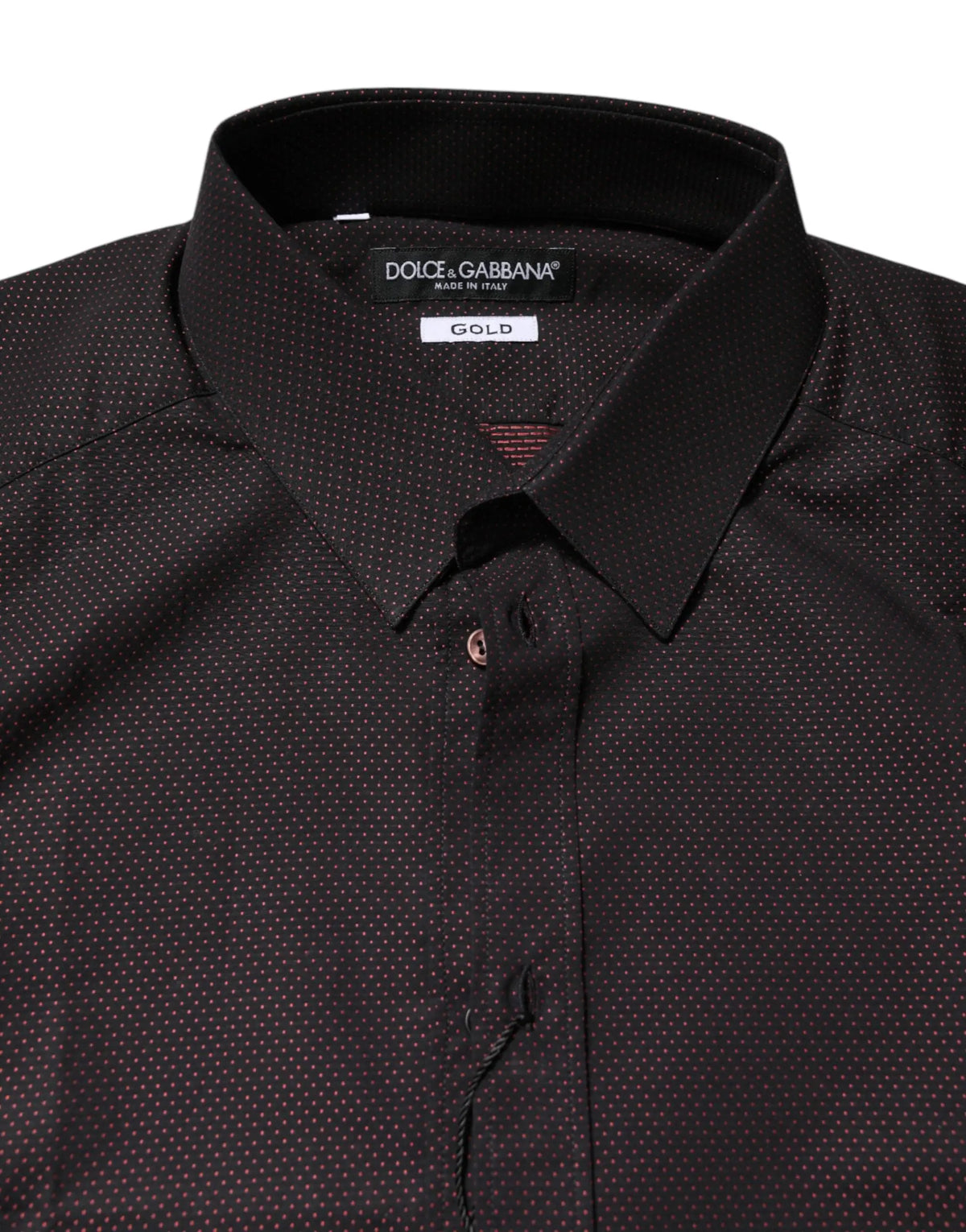 Chemise homme dolce & gabbana noire en coton jacquard avec motif discret doré et col classique