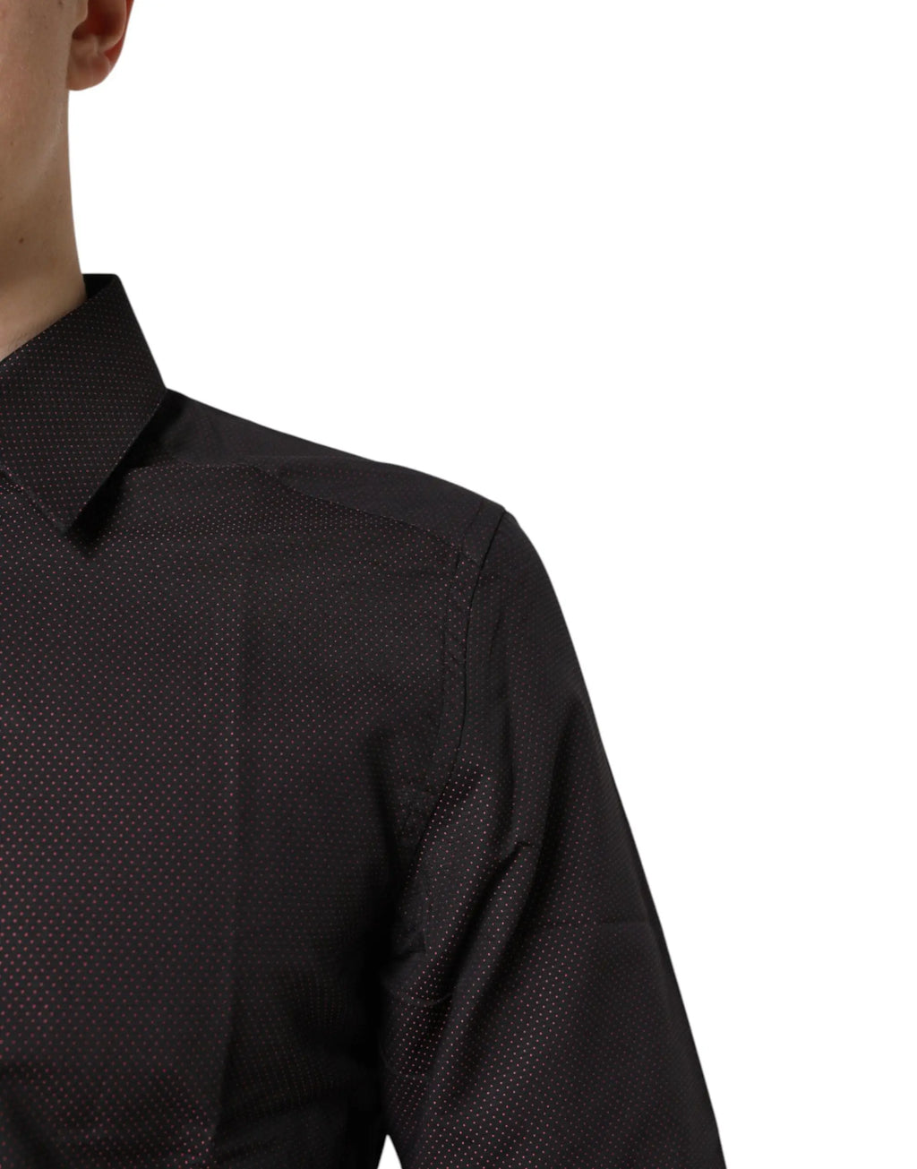 Chemise habillée noire en coton texturé avec motif perforé subtil dolce gabbana maroon jacquard gold homme