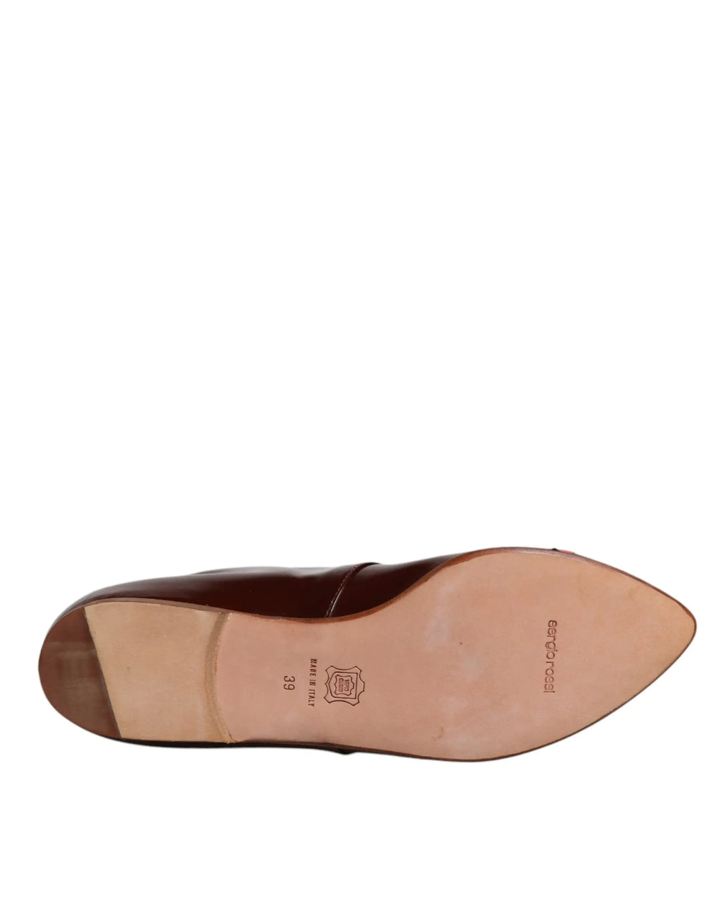 Chaussure plate en cuir marron avec bout pointu et coutures visible dolce et gabbana bottines à lacets