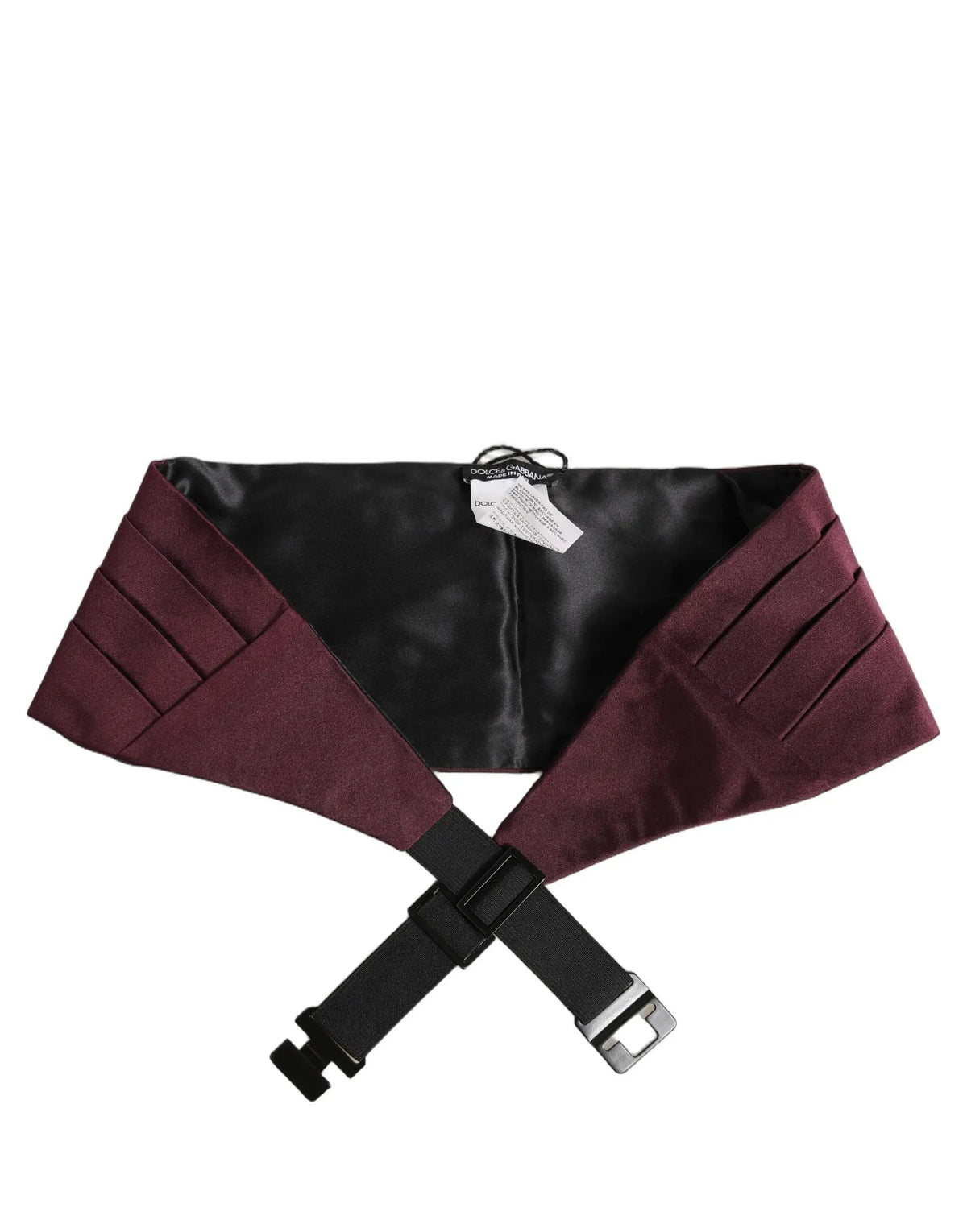 Cummerbund en satin bordeaux dolce & gabbana pour homme 100 pour cent soie avec doublure noire ajustable