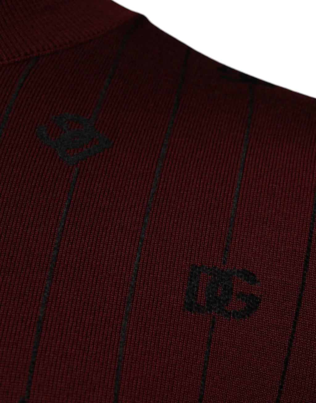 Polo en maille à fines rayures bordeaux avec broderie logo dg noire de dolce & gabbana