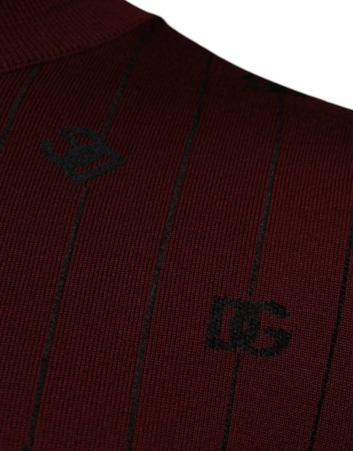 Polo en maille à fines rayures bordeaux avec broderie logo dg noire de dolce & gabbana
