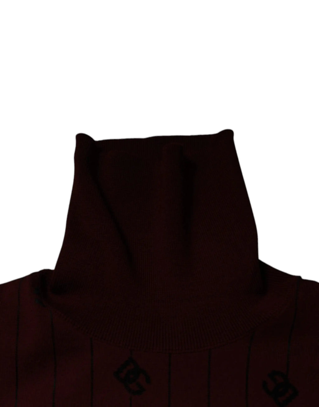 Pull à col roulé dolce & gabbana marron foncé en maille côtelée avec logos brodés subtils