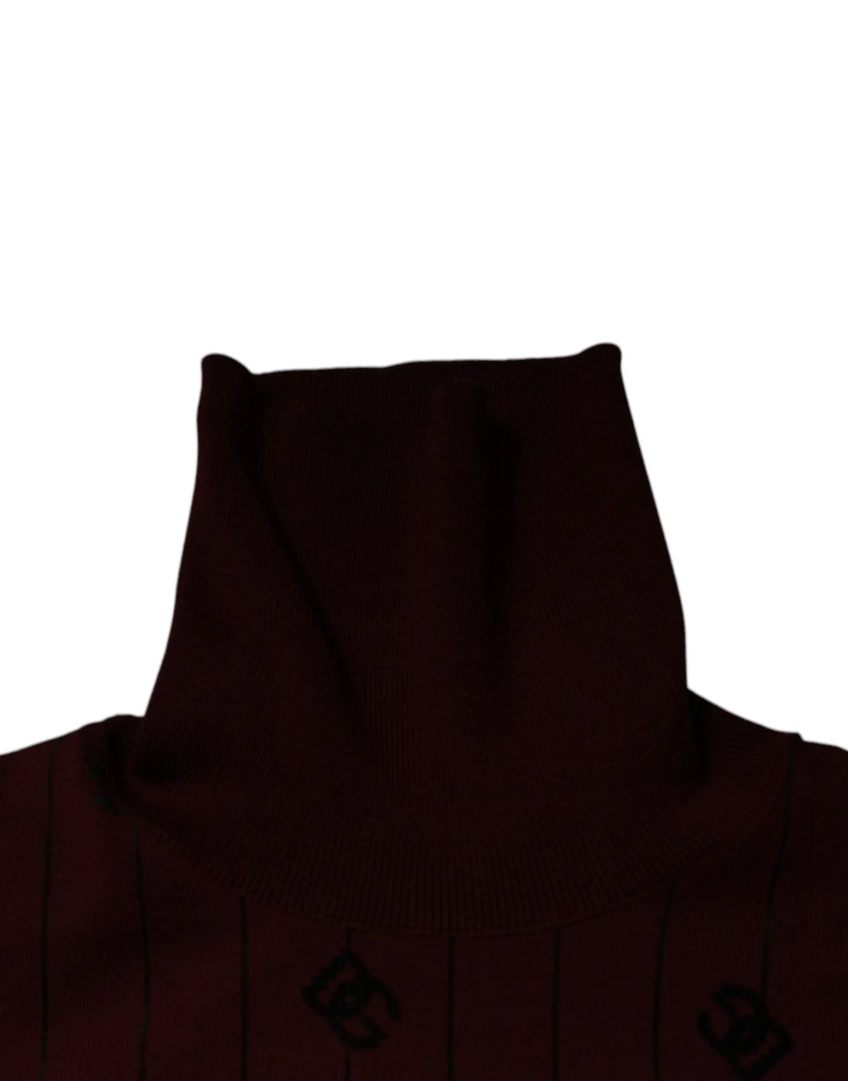 Pull à col roulé dolce & gabbana marron foncé en maille côtelée avec logos brodés subtils