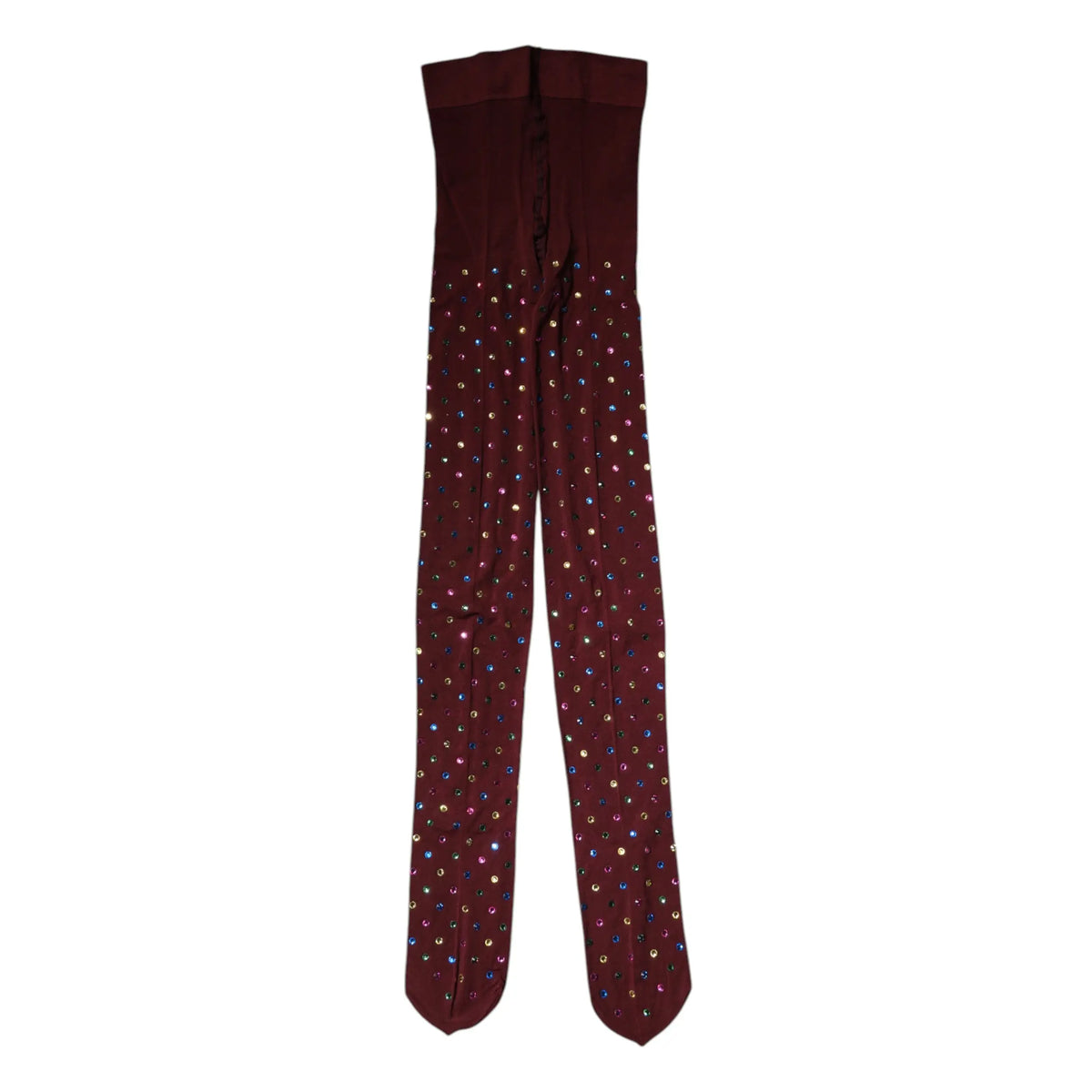 Collants en nylon marron dolce & gabbana ornés de cristaux multicolores éparpillés