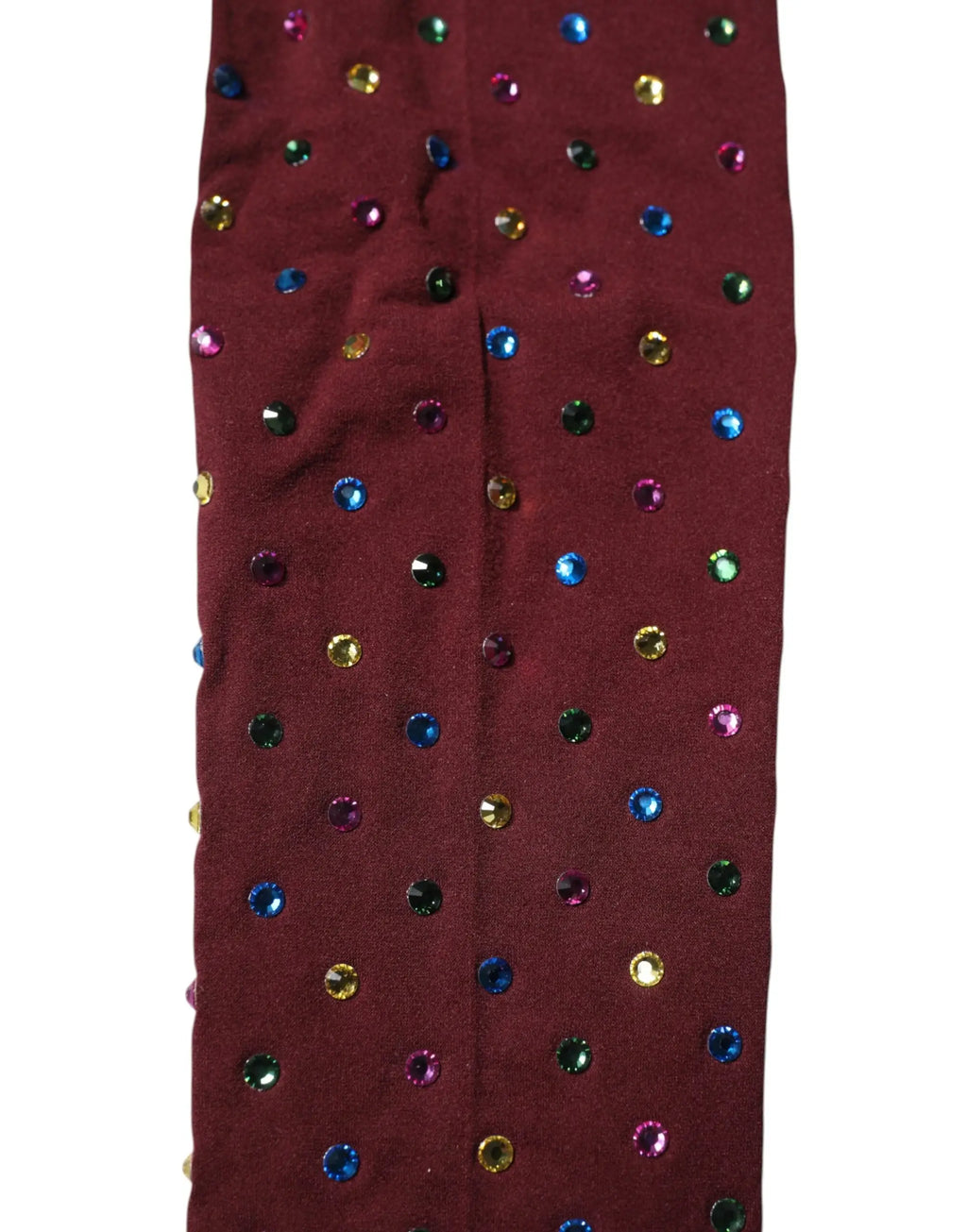 Écharpe en tissu maroon ornée de sequins multicolores dispersés pour collants en nylon cristallisés dolce & gabbana
