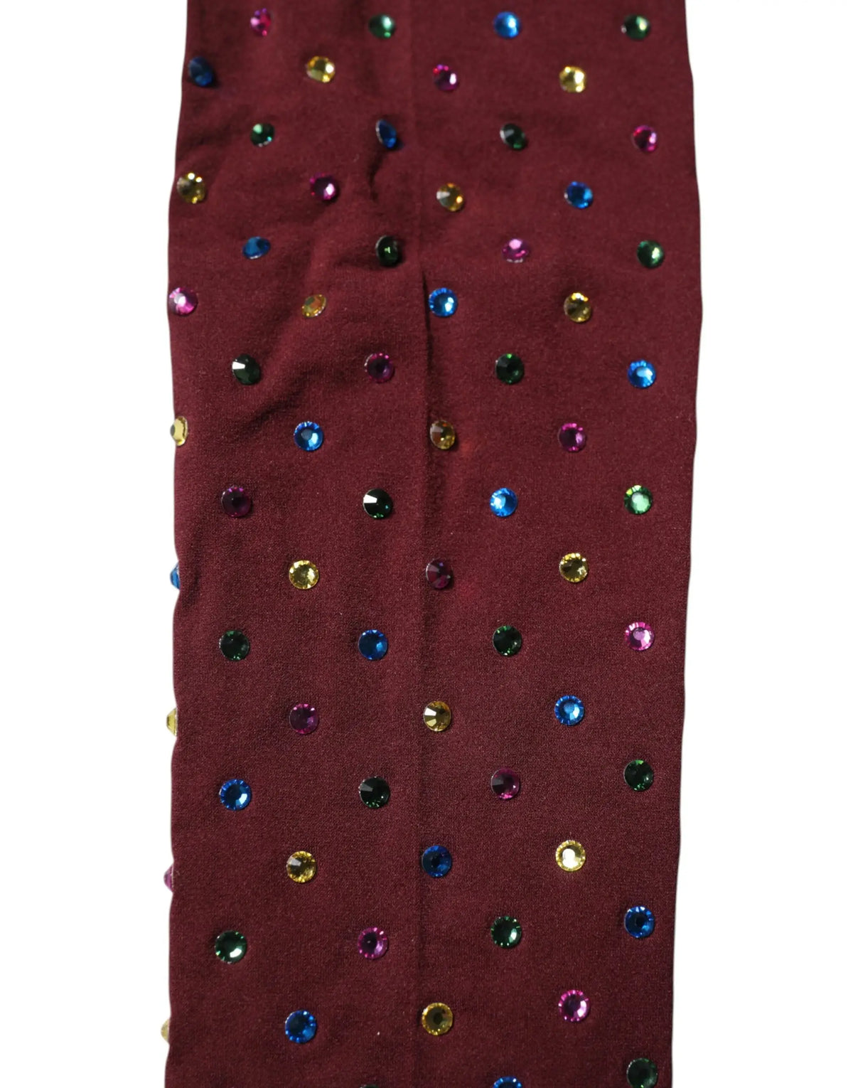 Écharpe en tissu maroon ornée de sequins multicolores dispersés pour collants en nylon cristallisés dolce & gabbana