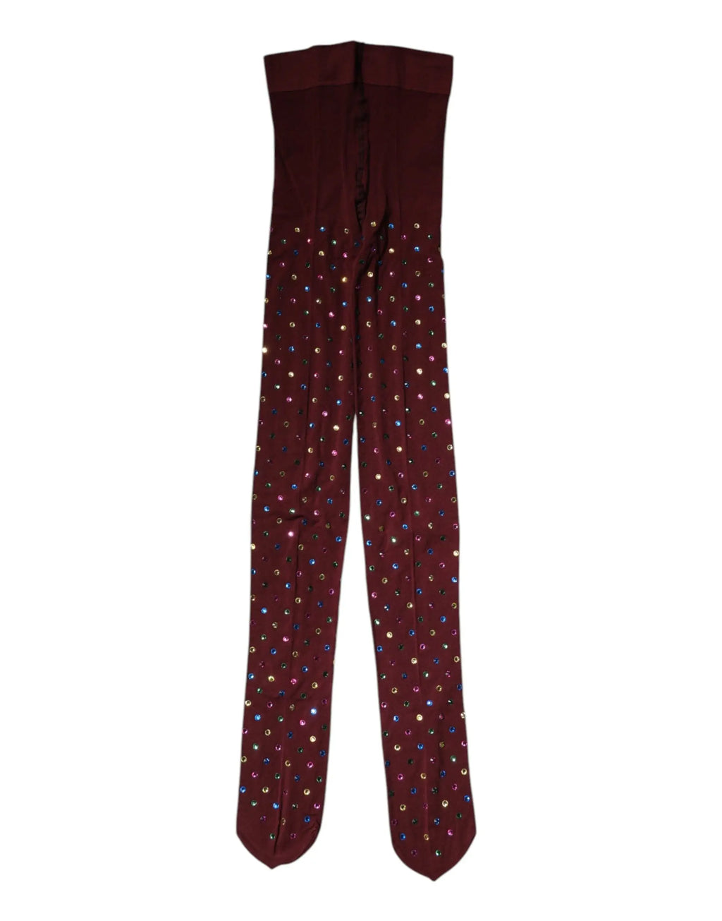 Collants en nylon maroon dolce & gabbana avec cristaux colorés dispersés sur toute la surface
