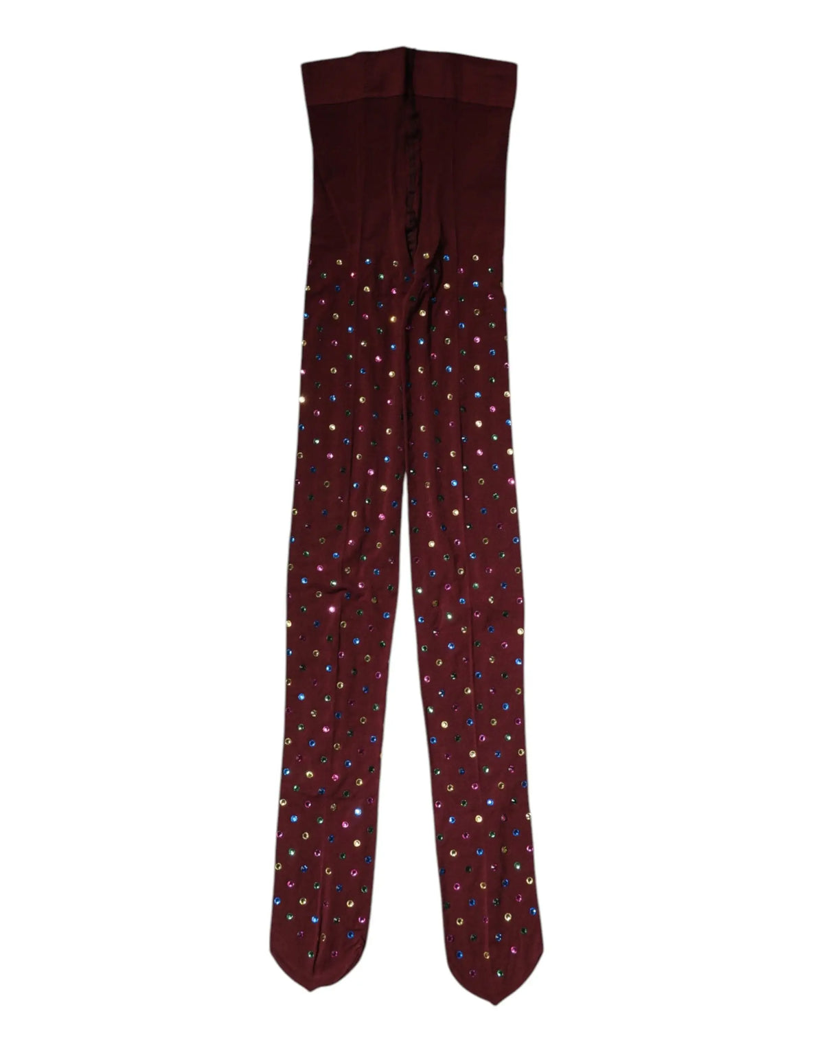 Collants en nylon maroon dolce & gabbana avec cristaux colorés dispersés sur toute la surface