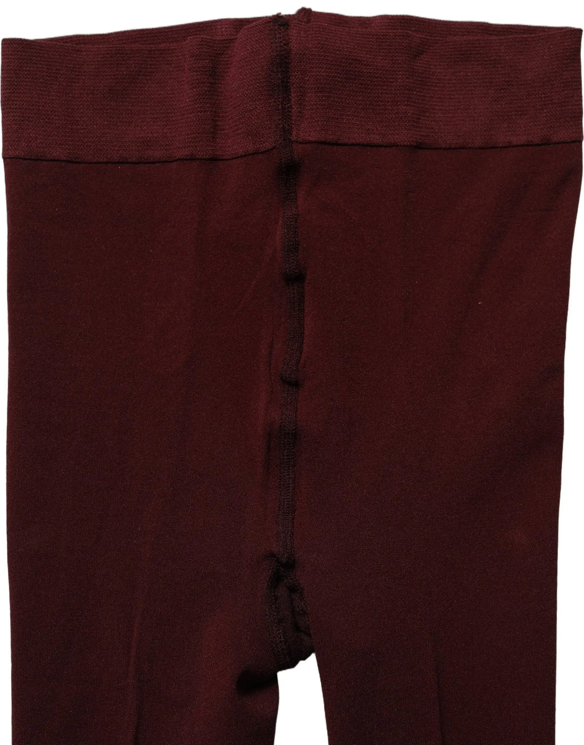 Maroon nylon tights by dolce and gabbana with ribbed waistband and black seam detail opaque pantyhose