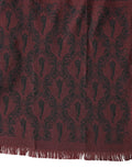 Écharpe en soie dolce & gabbana bordeaux riche avec motif damassé noir et bord à franges 133cm x 22cm homme