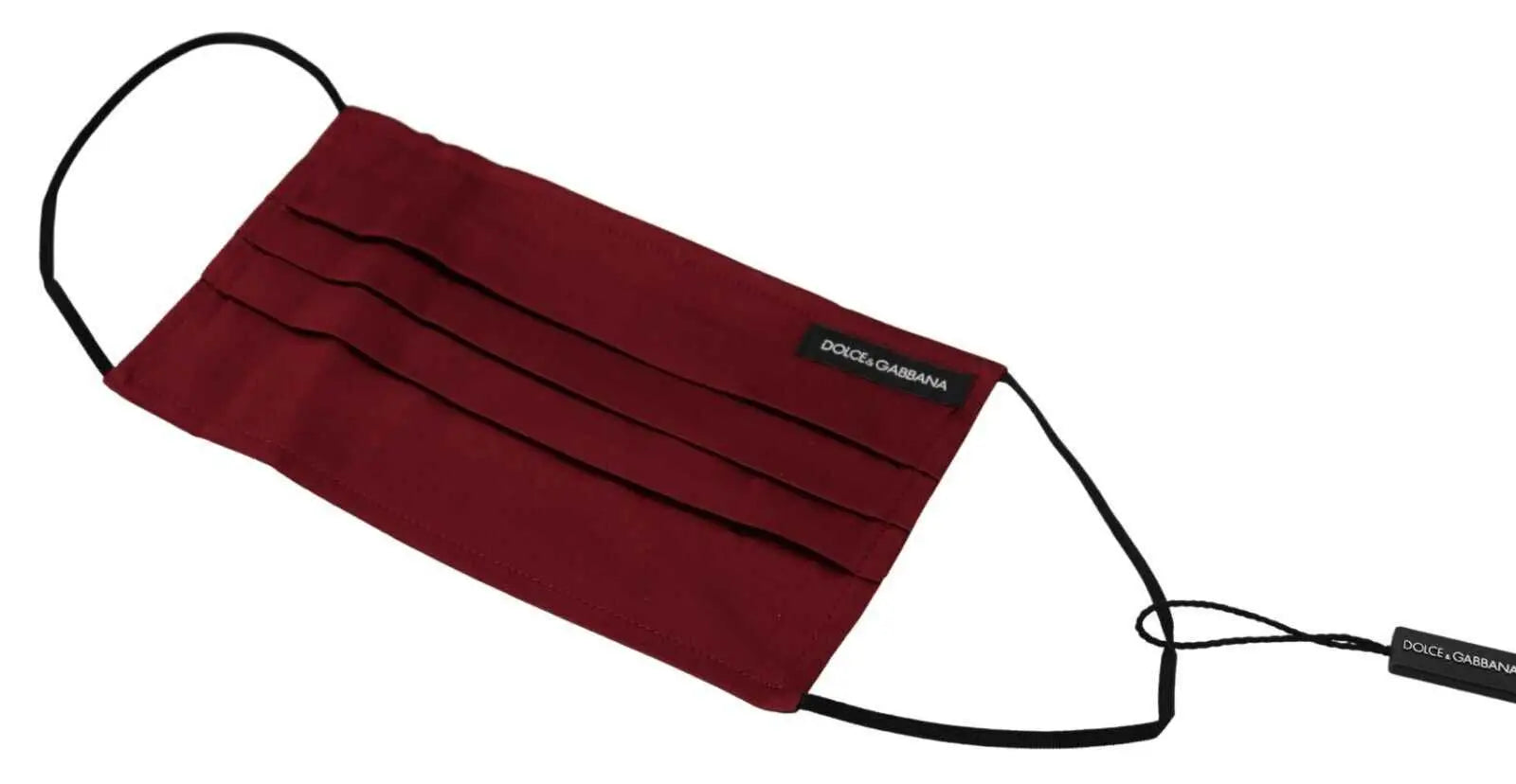 Masque visage plissé en soie maroon dolce & gabbana avec boucles d’oreilles élastiques et étiquette assortie