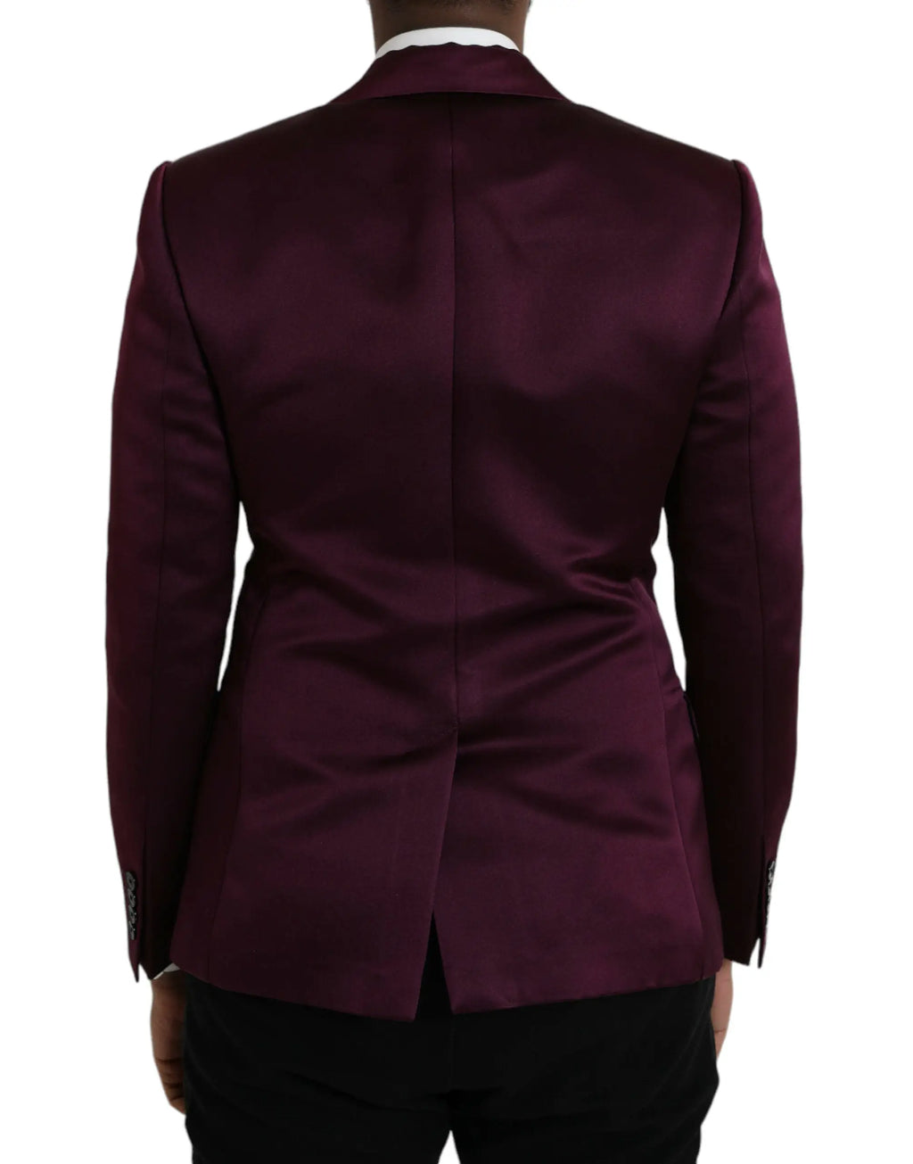 Blazer dolce et gabbana en soie bordeaux satiné à coupe ajustée avec revers crantés
