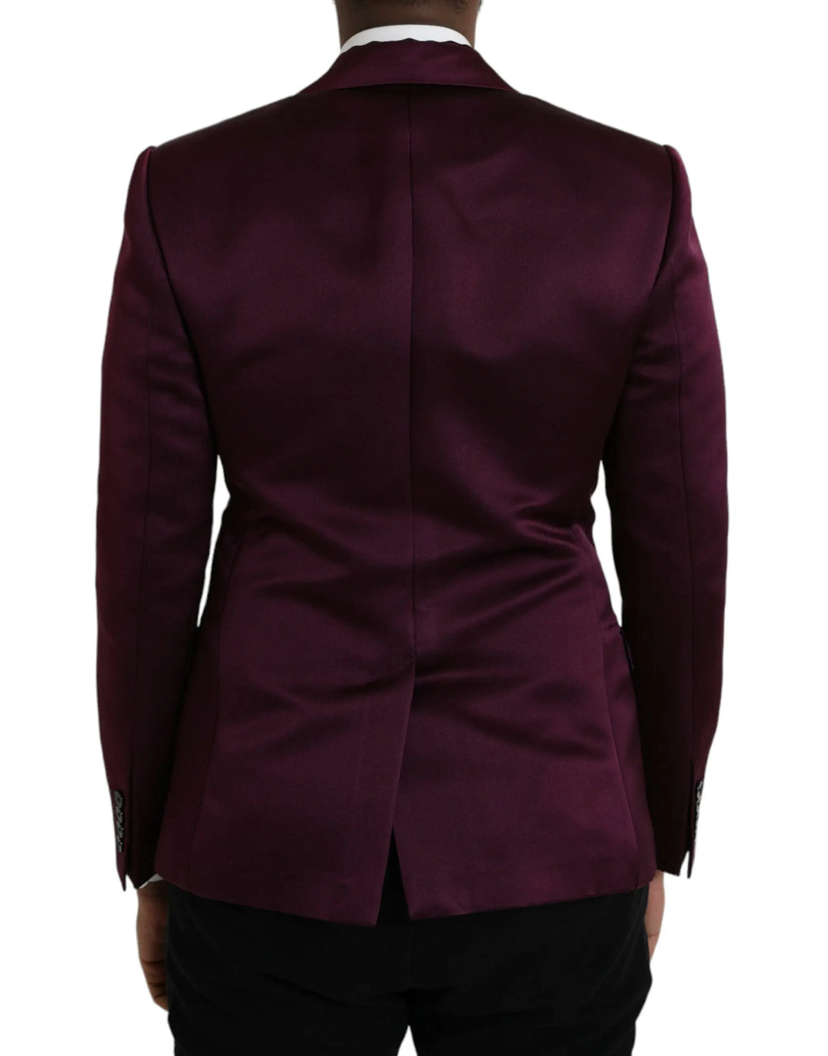 Blazer dolce et gabbana en soie bordeaux satiné à coupe ajustée avec revers crantés