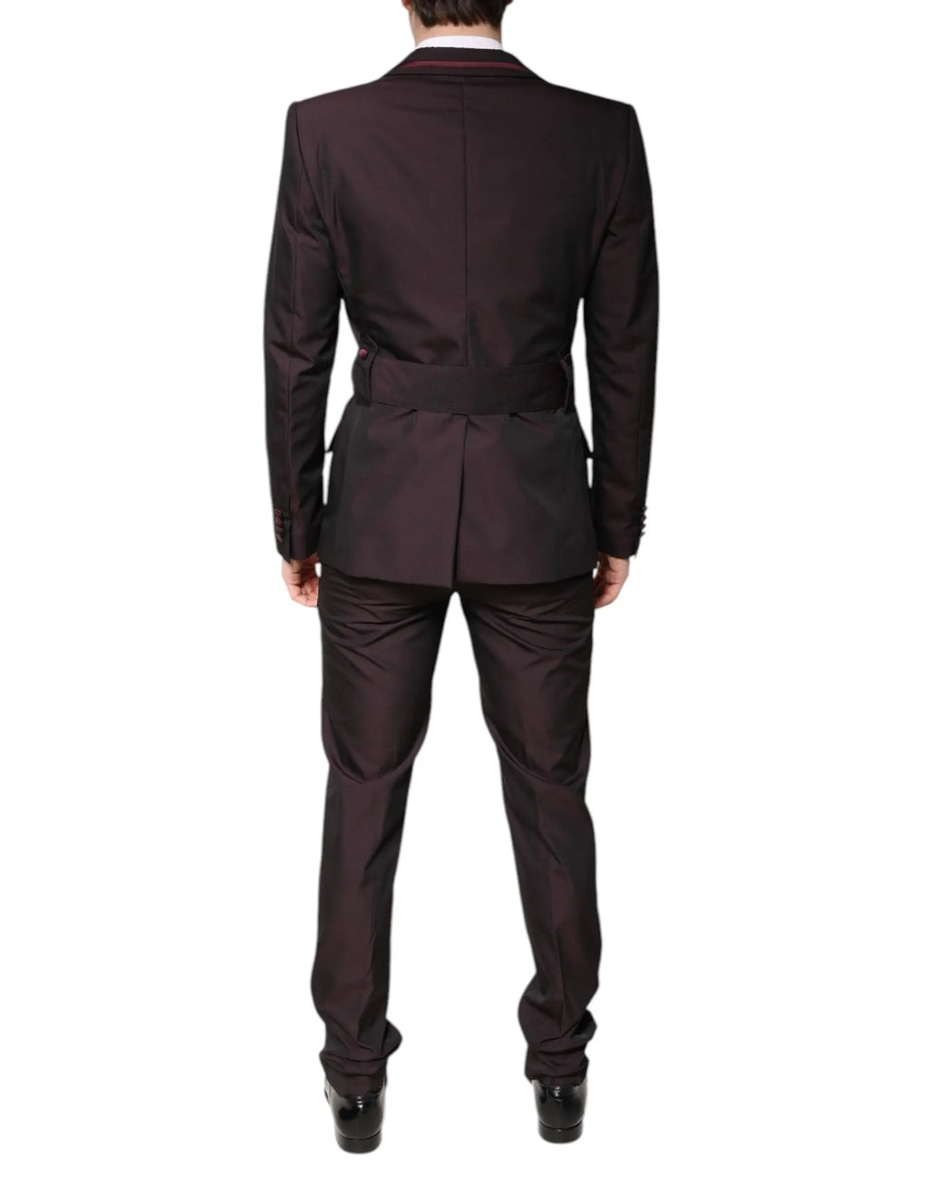 Costume deux pièces dolce & gabbana noir avec bordure rouge subtile col et poignets élégant et tailleur formel