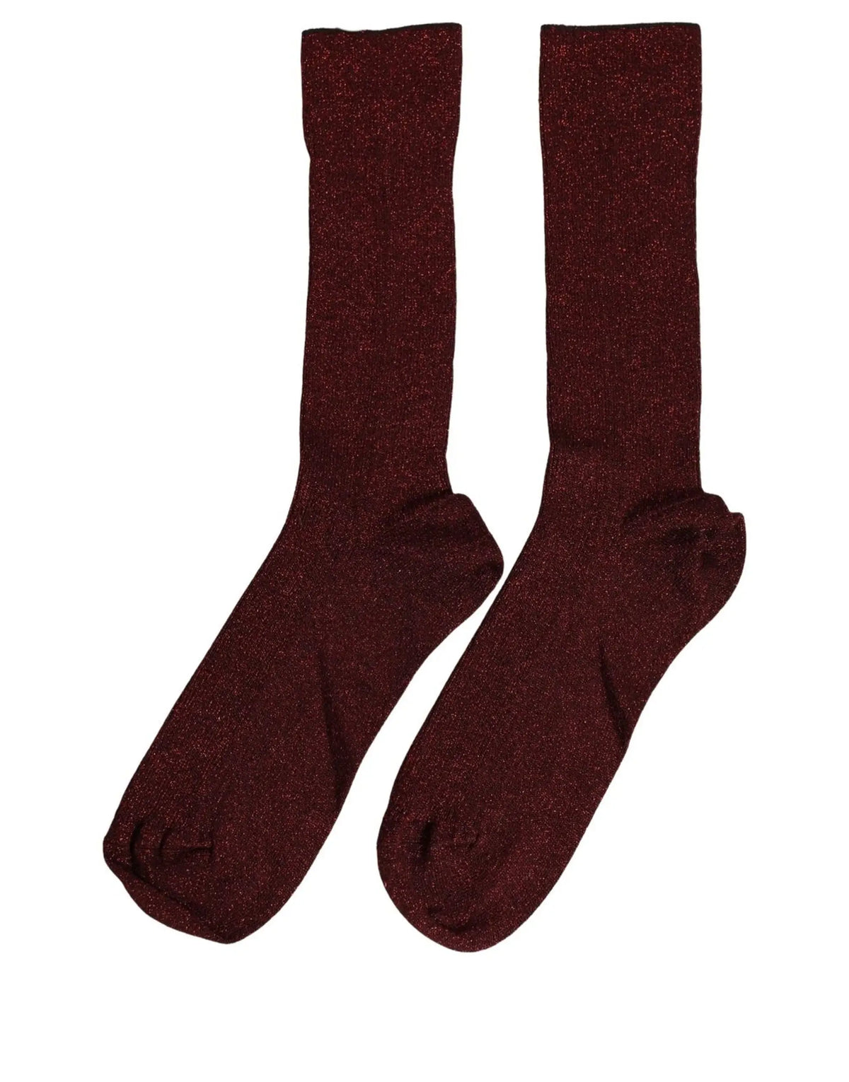 Une paire de chaussettes mi-mollet dolce & gabbana en viscose bordeaux pailletée à texture scintillante