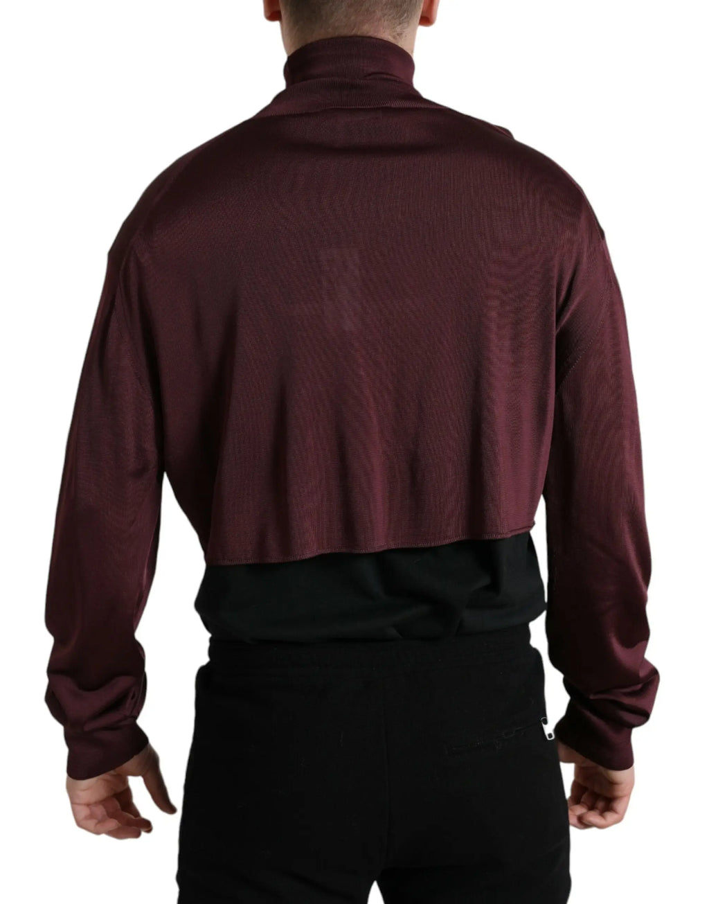Pull-over col roulé dolce & gabbana en viscose marron à manches longues avec motif texturé subtil