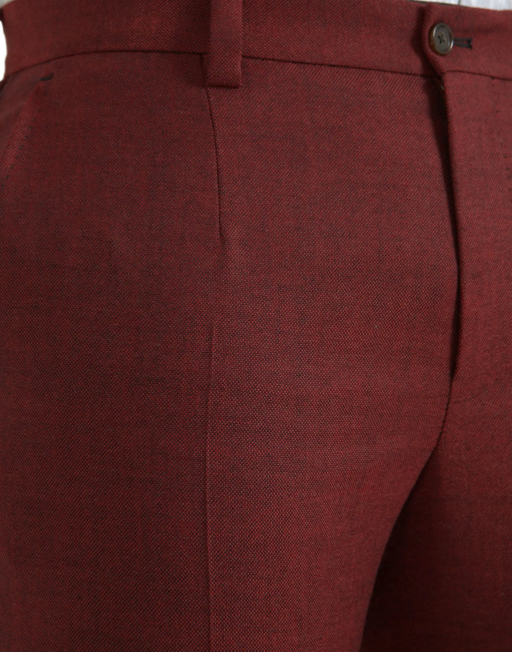 Un pantalon slim homme en laine bordeaux dolce & gabbana avec tissage texturé et fermeture boutonnée classique