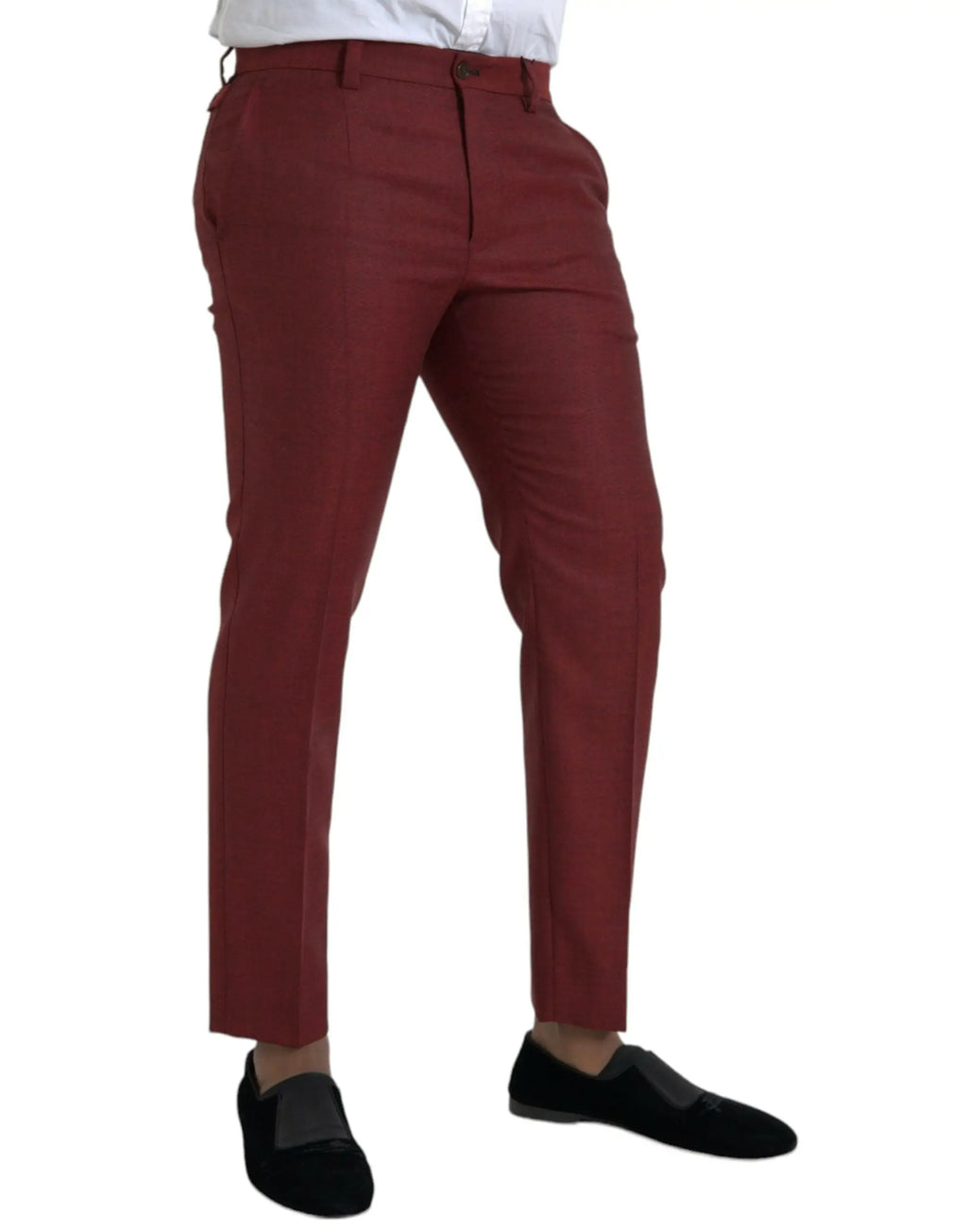 Pantalon habillé homme dolce & gabbana en laine marron foncé avec une coupe moderne et plis discrets à la taille