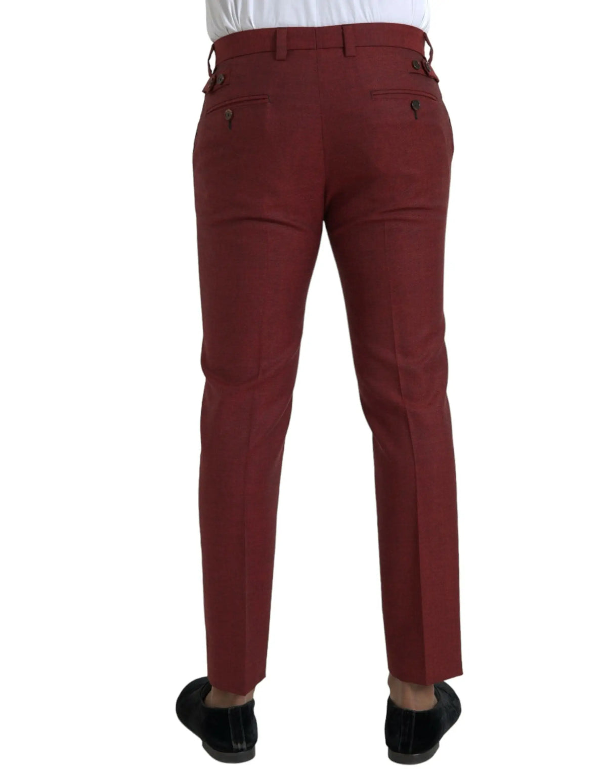 Pantalon habillé homme dolce gabbana en laine maroon coupe slim avec coupe droite et détails de couture subtils