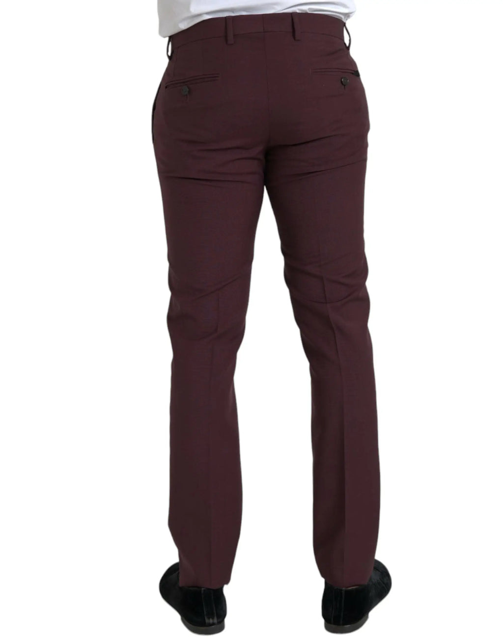 Pantalon slim fit en laine marron dolce & gabbana pour homme vue arrière avec deux poches arrière tailoring