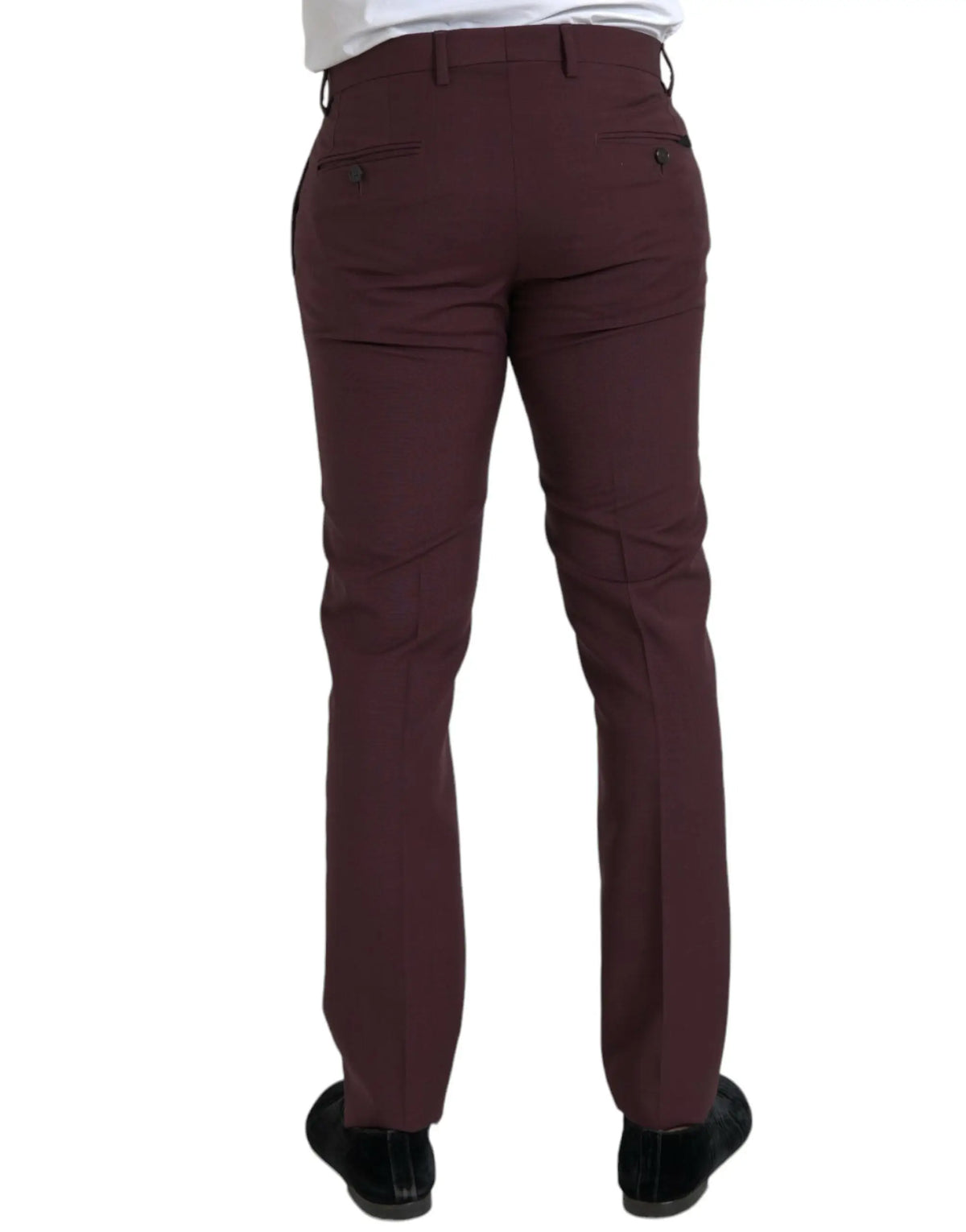 Pantalon slim fit en laine marron dolce & gabbana pour homme vue arrière avec deux poches arrière tailoring