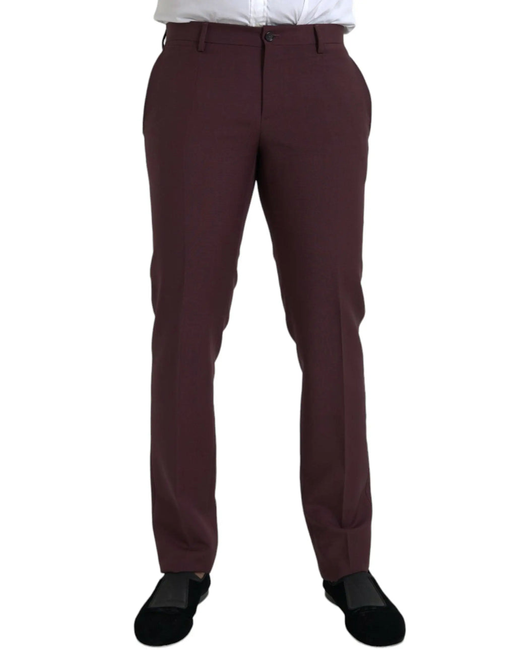 Un pantalon habillé homme marron foncé en laine dolce gabbana coupe ajustée jambes droites avec plis subtils devant