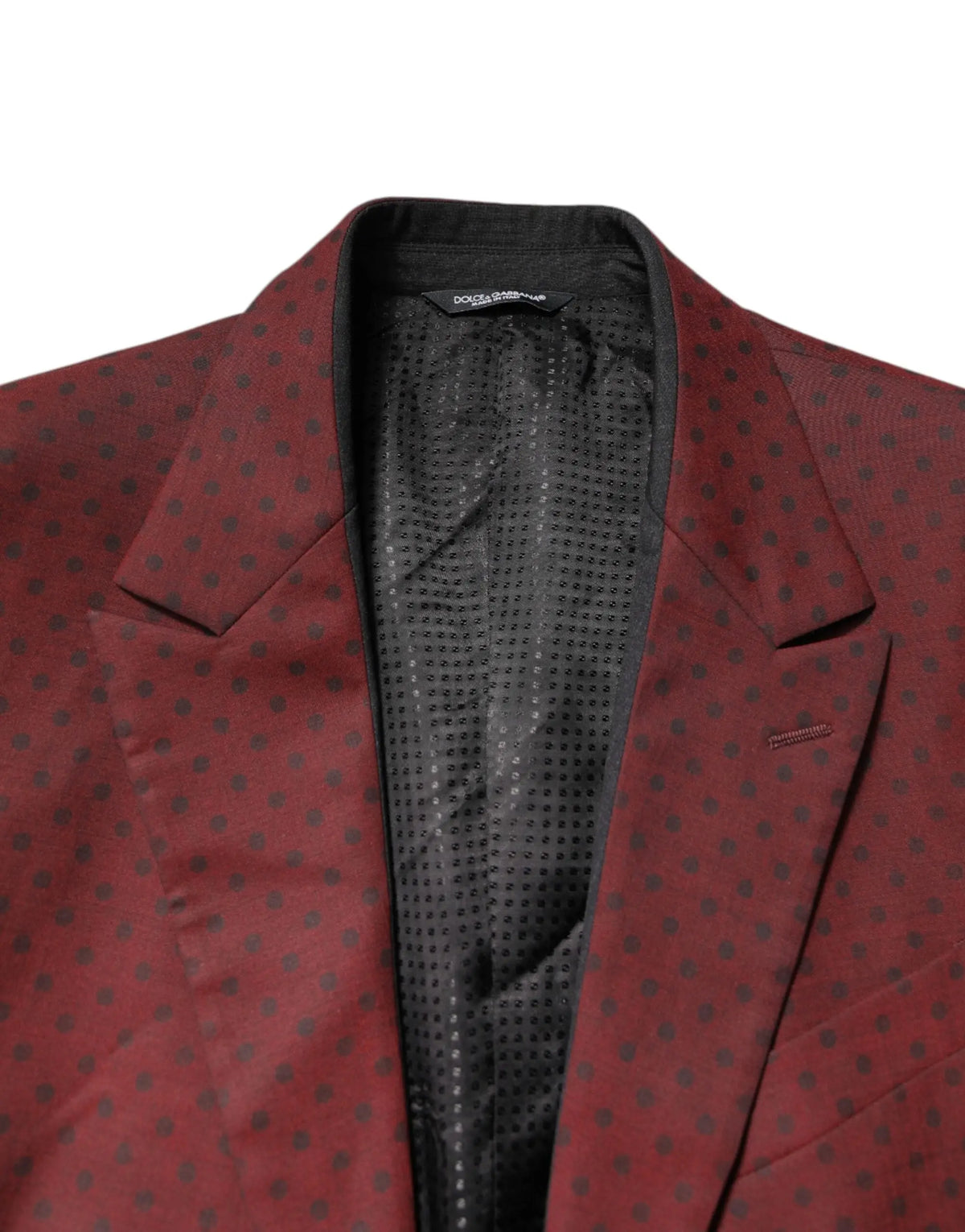 Blazer dolce & gabbana en laine maroon avec motif subtil à pois foncés et doublure intérieure noire slim fit homme