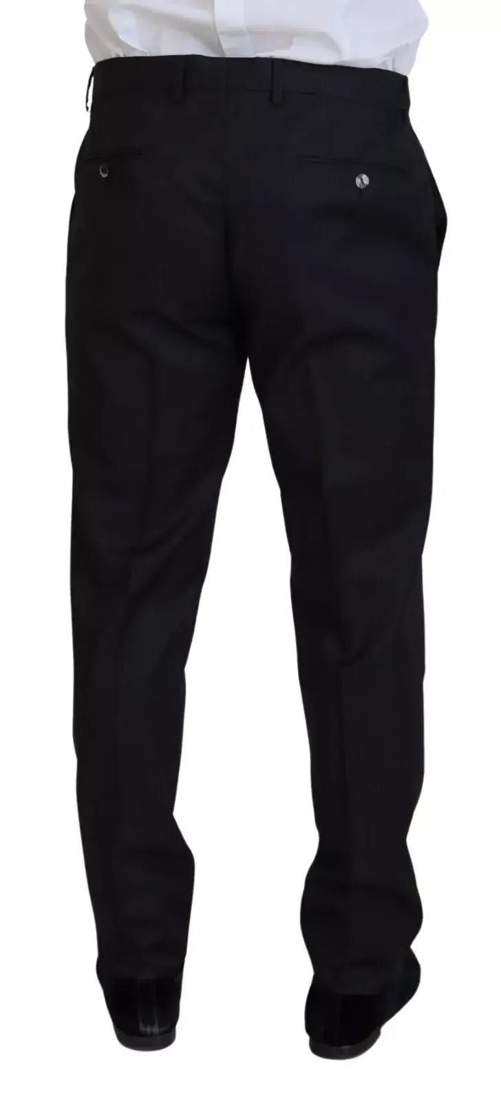 Pantalon formel noir dolce & gabbana avec coupe droite et détails de couture subtils en laine mélangée grise