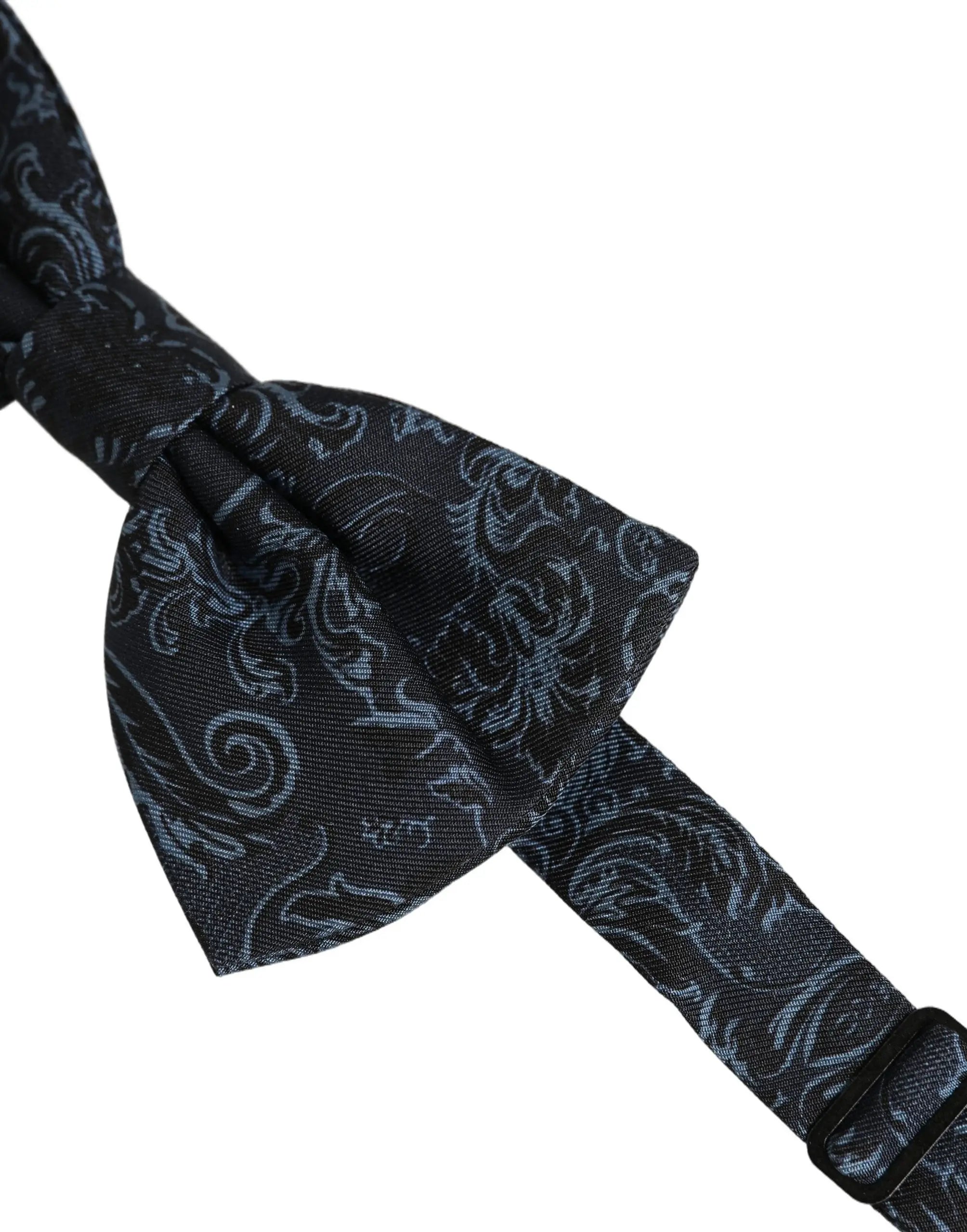 Dolce & gabbana homme noeud papillon noir gris foncé avec motif paisley bleu clair en tissu tissé lisse ajustable