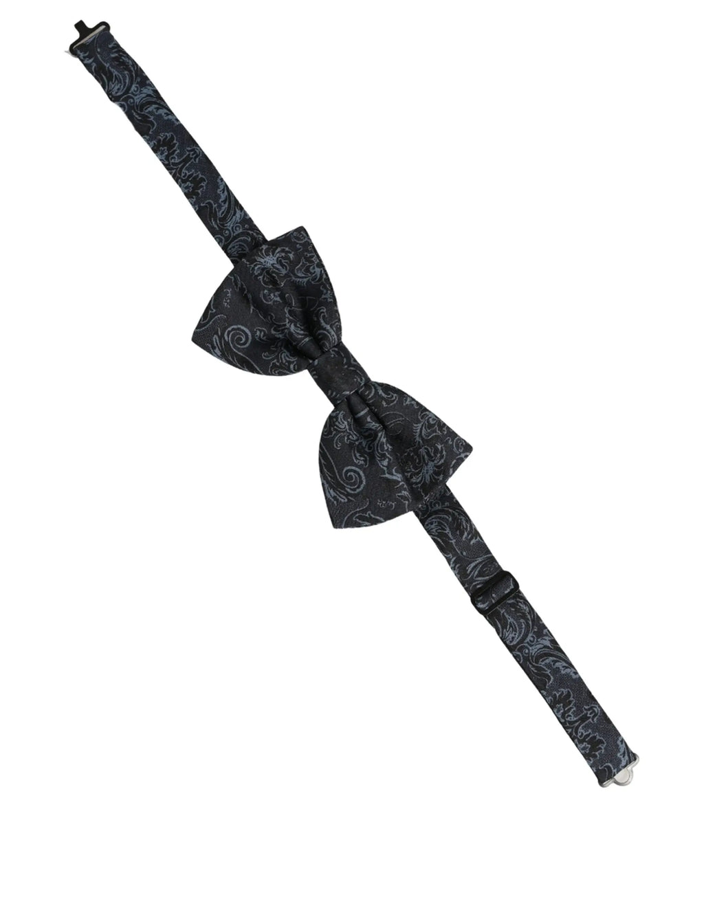 Dolce & gabbana homme noir noeud papillon ajustable avec motif cachemire bleu et argent intricately conçu