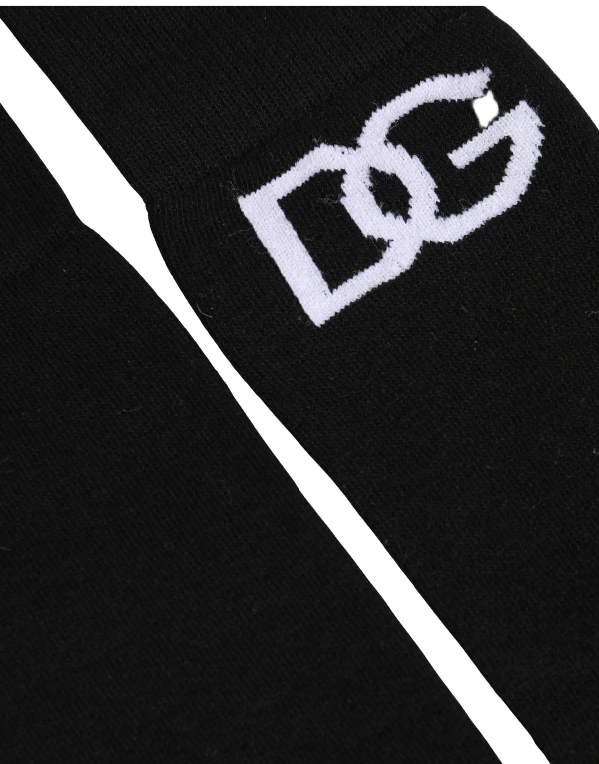 Chaussette mi-mollet pour homme dolce & gabbana en coton noir avec logo dg brodé blanc et bande diagonale blanche