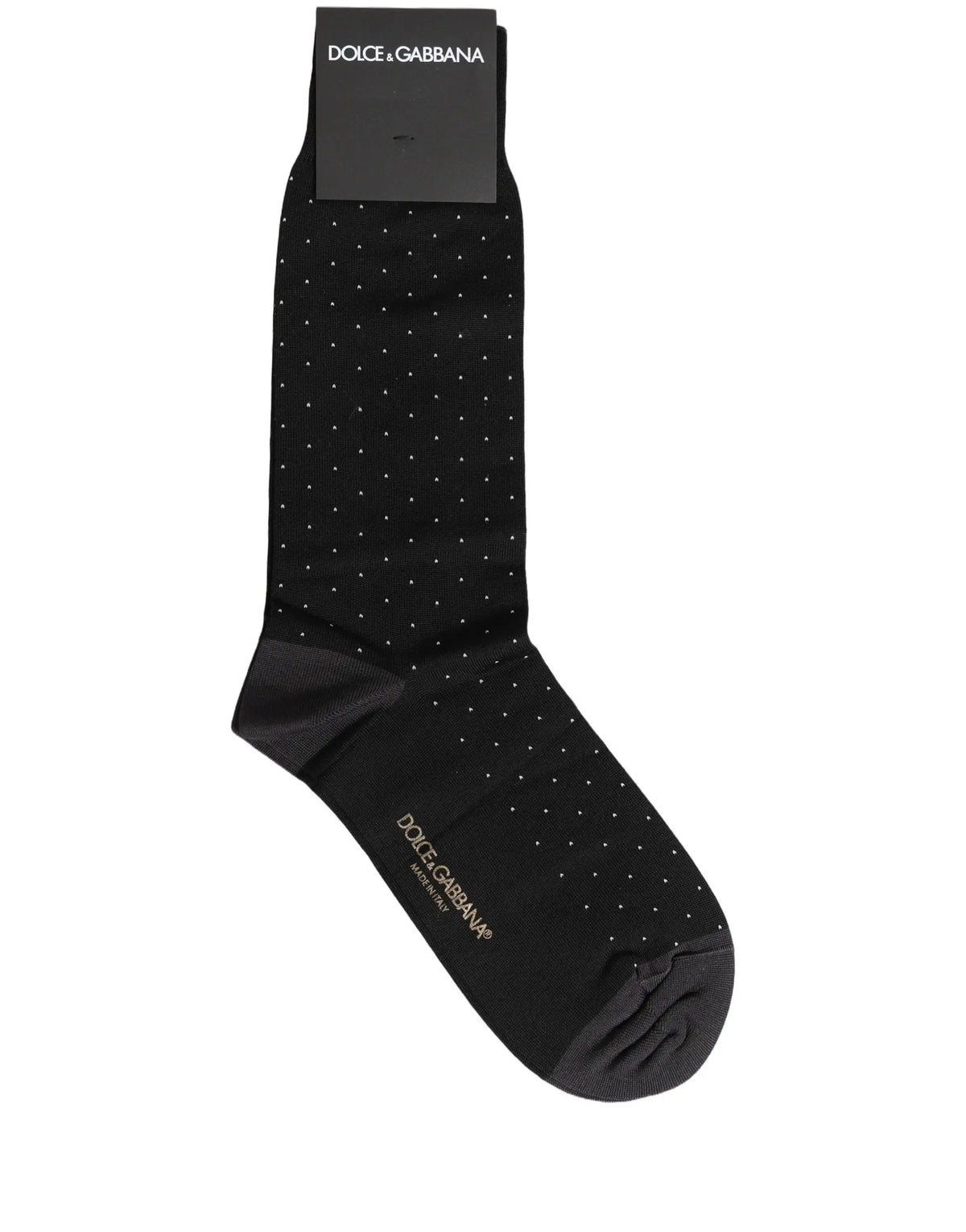 Chaussette dolce & gabbana homme noire en coton avec pois blancs subtils et renforts talon et pointe