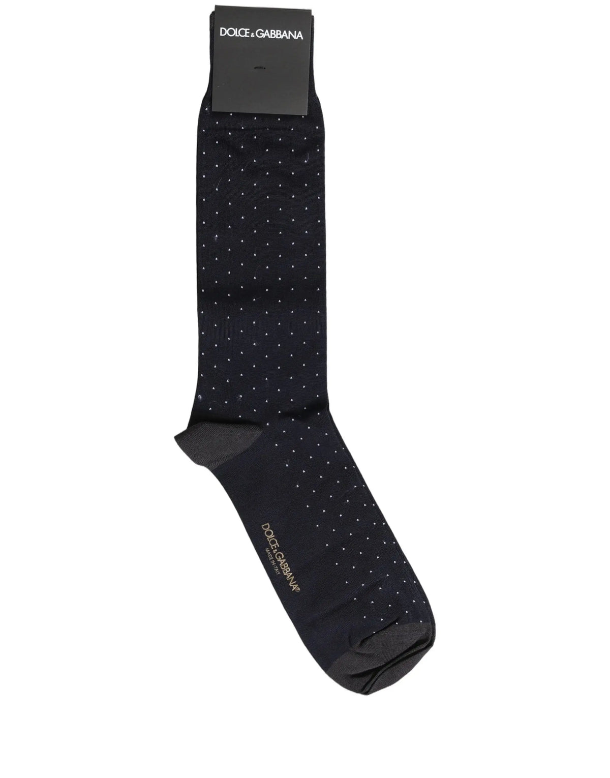 Chaussettes homme dolce gabbana noires en coton à pois blancs discrets mi-mollet