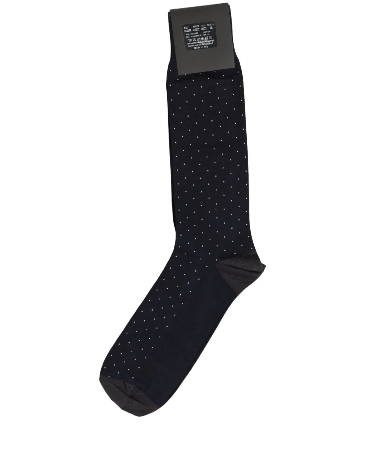 Dolce & gabbana chaussettes homme noire en coton à pois blancs subtils avec renfort au talon et à la pointe