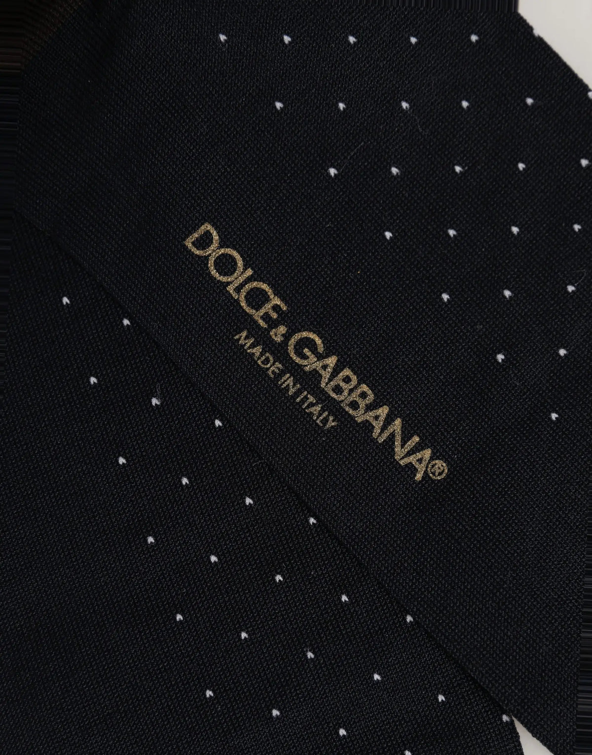 Chaussettes pour homme dolce & gabbana noires en coton à pois blancs discrèts montant jusquau mollet
