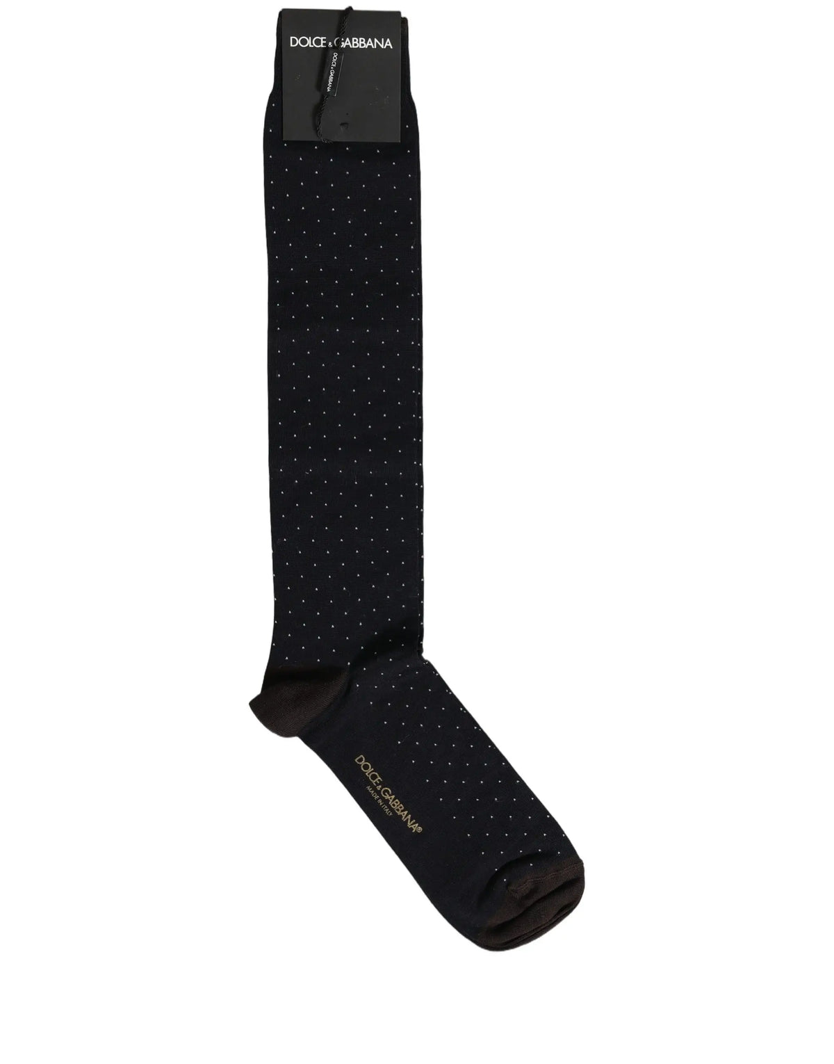 Chaussettes dolce & gabbana pour homme en coton noir à pois blancs subtils hauteur genou