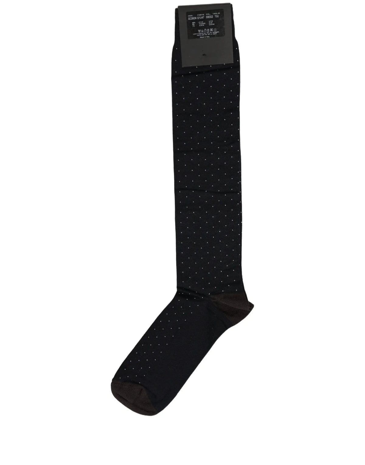 Dolce & gabbana chaussettes homme en coton noir à pois blancs sobres hauteur genou
