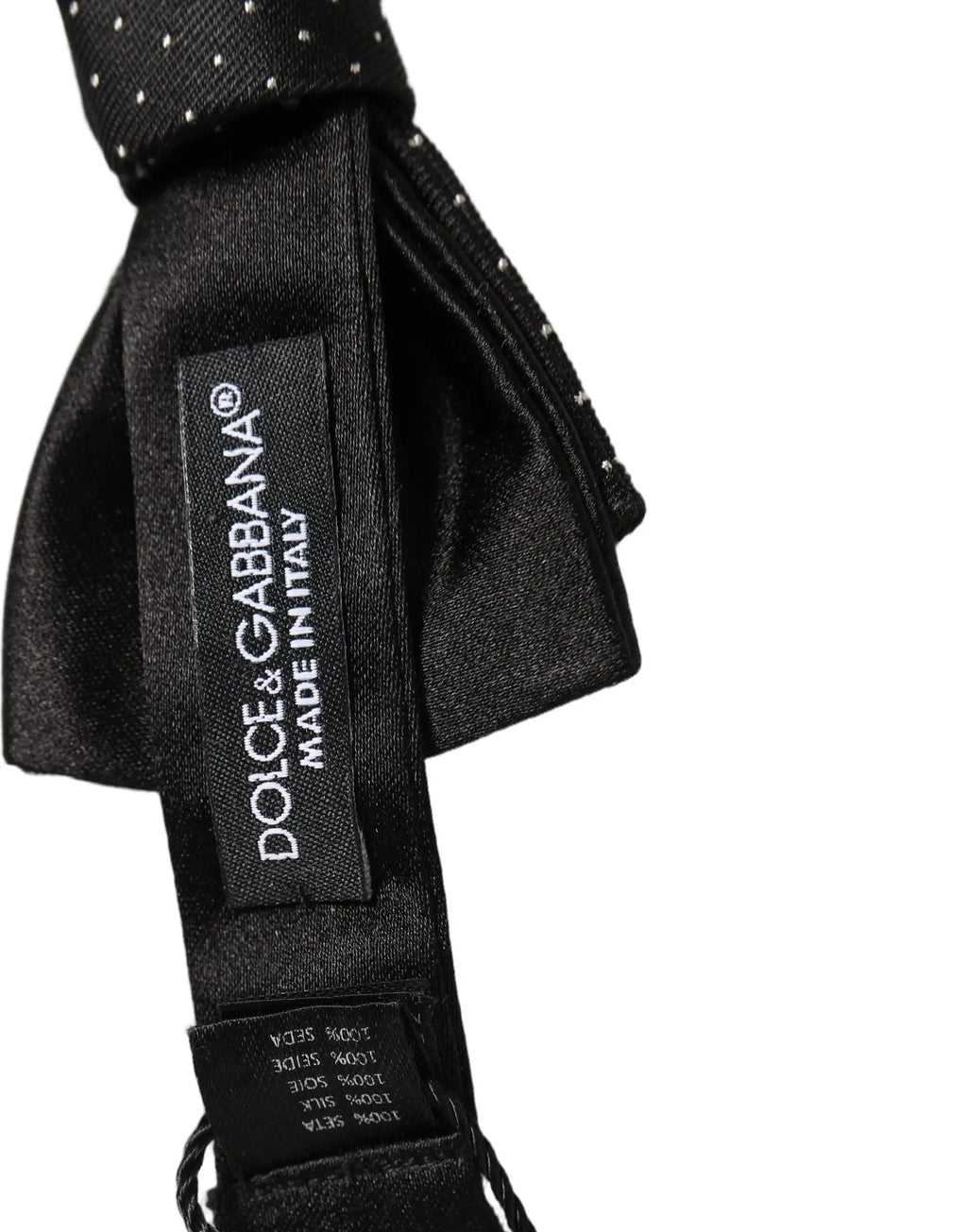 Dolce & gabbana homme noeud papillon en soie noir à pois blancs réglable pour col