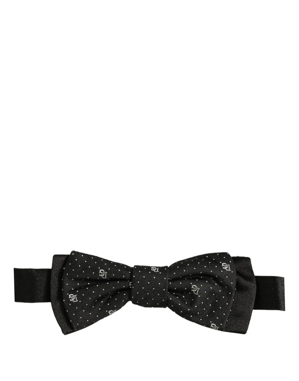 Dolce gabbana homme noeud papillon noir à pois blancs subtils avec monogramme 21 réglable en satin