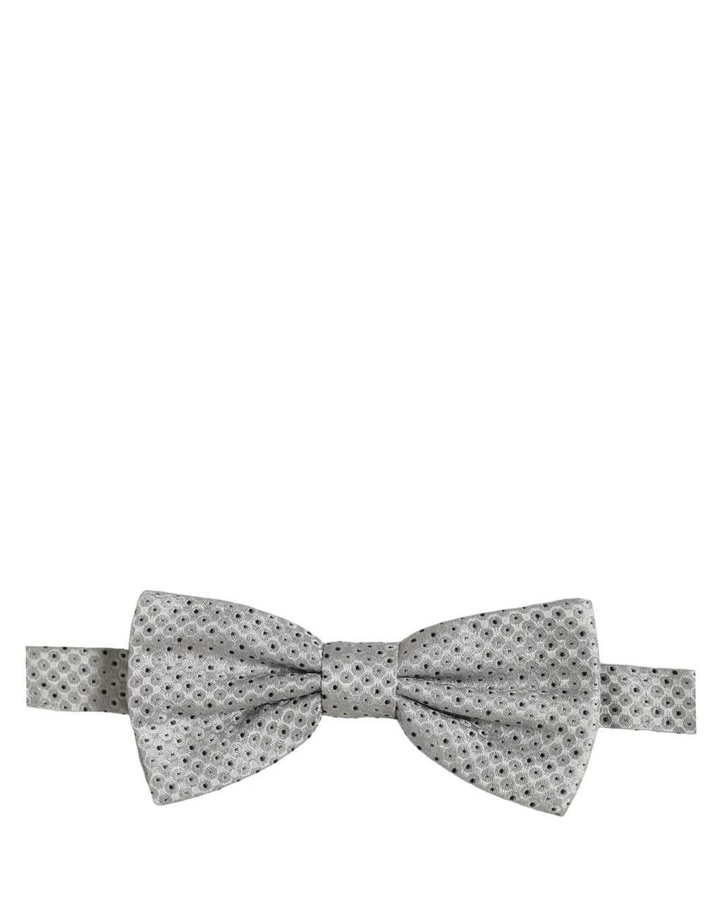 Dolce & gabbana nœud papillon homme gris clair à pois noirs ajustable en tissu léger avec motif subtil