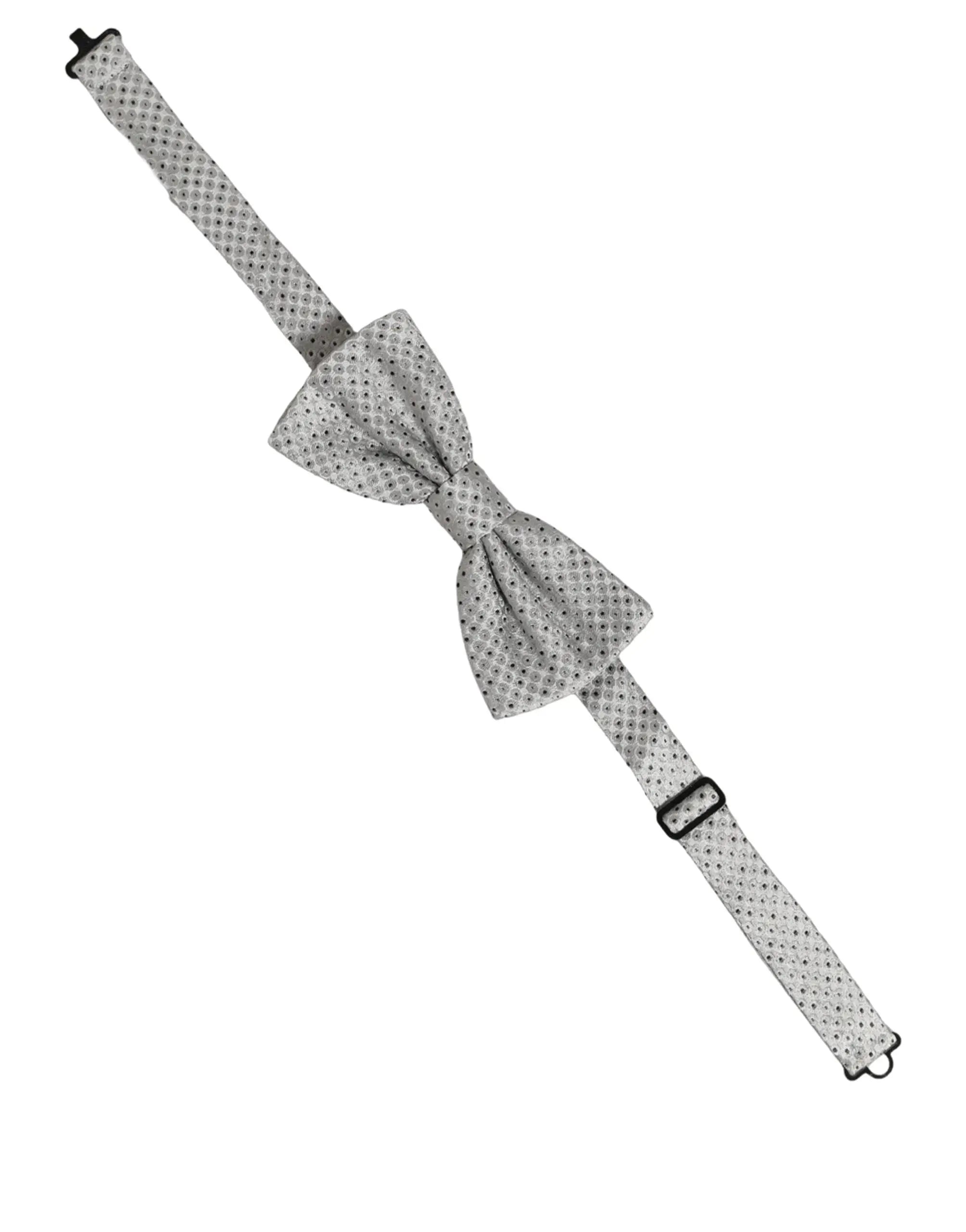 Noeud papillon dolce & gabbana pour homme gris à pois noirs en tissu léger ajustable au cou