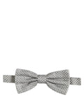 Dolce & gabbana noeud papillon homme réglable gris clair à petits pois noirs subtils en tissu élégant