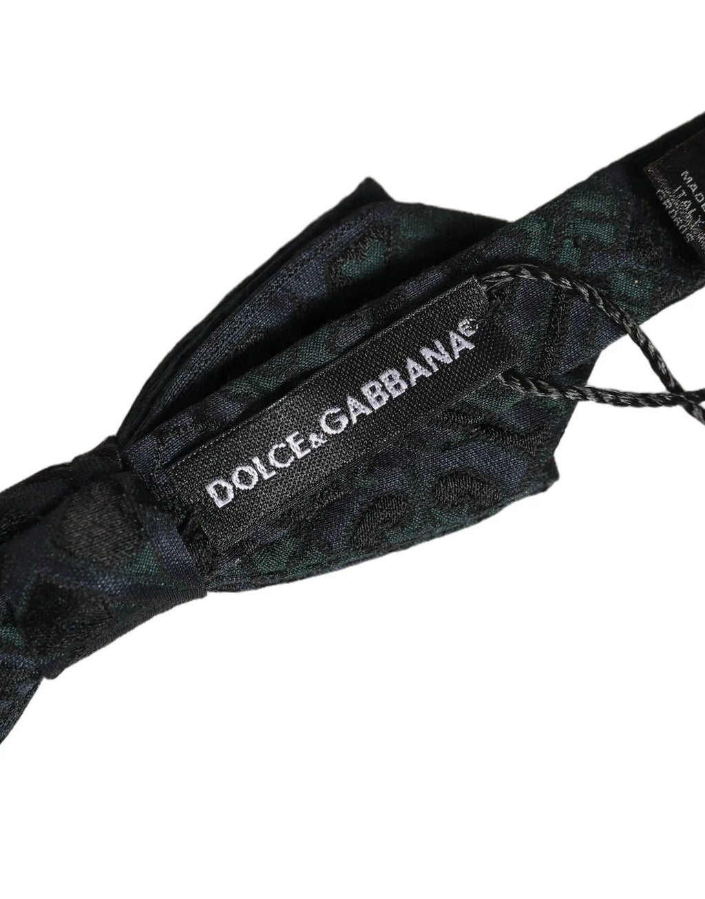 Écharpe en soie noire dolce & gabbana pour homme avec motif cachemire vert foncé ajustable papillon col